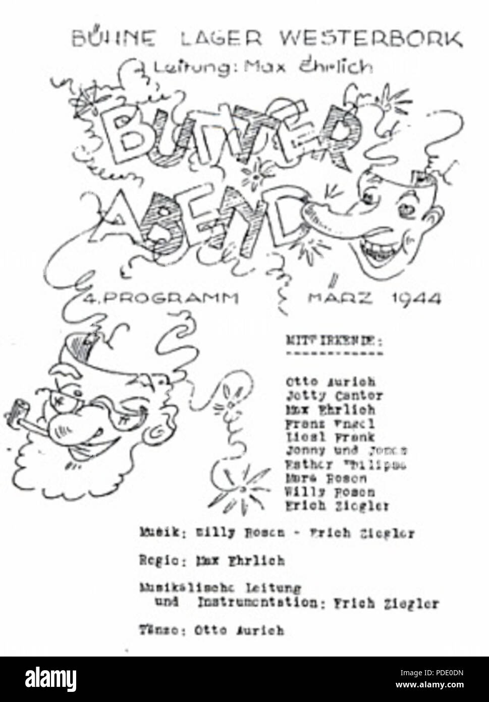 90 Bunter abend programma di Westerbork Foto Stock