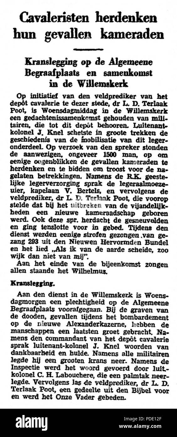 97 Cavaleristen herdenken hun gevallen kameraden, 1940-05-31 Foto Stock