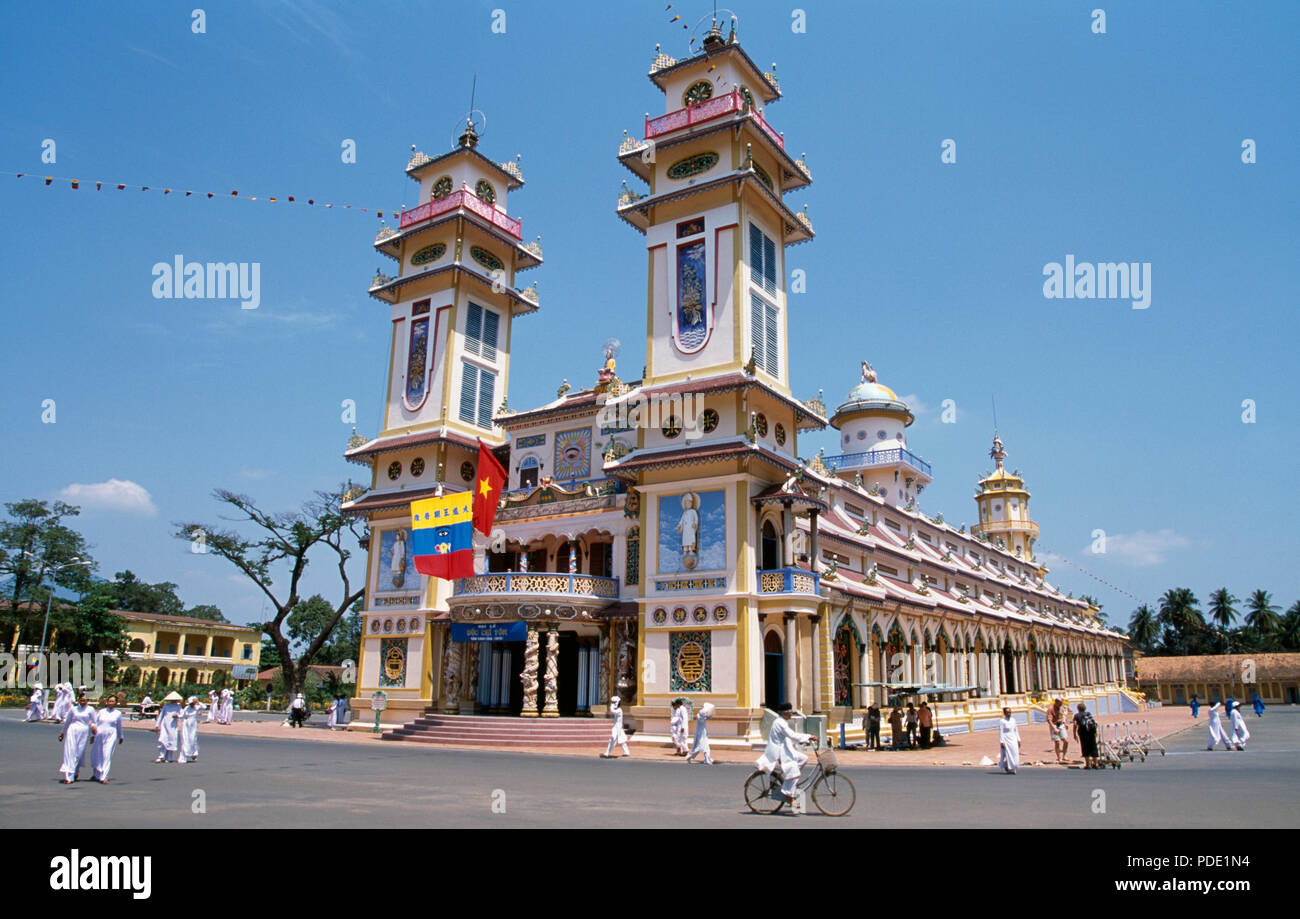 Gran Tempio Cao Dai, Long Hoa, a Tay Ninh vicino a Ho Chi Minh City in Vietnam Foto Stock