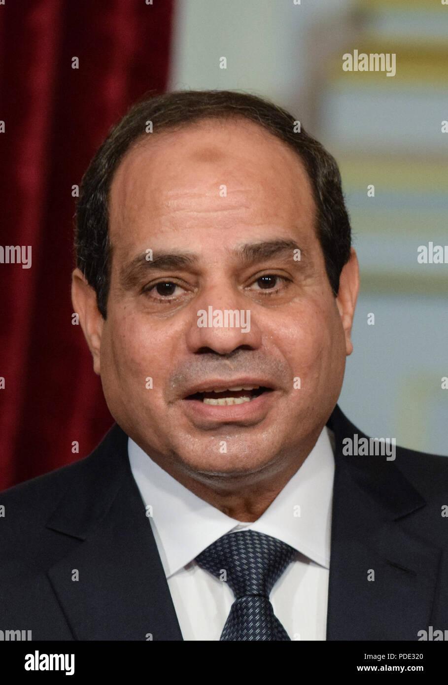 Novembre 26, 2014 - Parigi, Francia: il Presidente egiziano Abdel Fattah al-Sisi si incontra con il Presidente francese Francois Hollande all'Elysee Palace. L'Egiziano uomo forte è alla sua prima visita in Europa dal suo Luglio 2013 colpo di stato e la repressione brutale che ha lasciato più di un migliaio di manifestanti morti al Cairo. Le presidente Egyptien Abdel Fattah al-Sissi en visite officielle a Parigi. *** La Francia / NESSUNA VENDITA A MEDIA FRANCESI *** Foto Stock