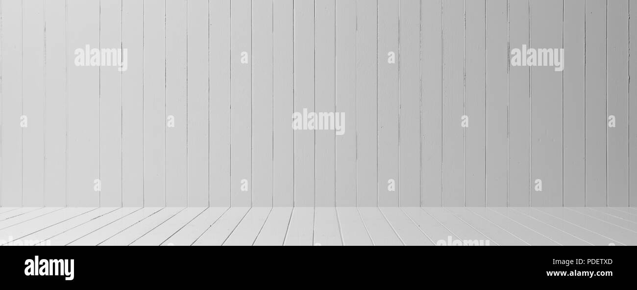 Svuotare lo spazio di legno. Grigio bianco parete in legno e pavimento di sfondo di texture. 3d illustrazione Foto Stock