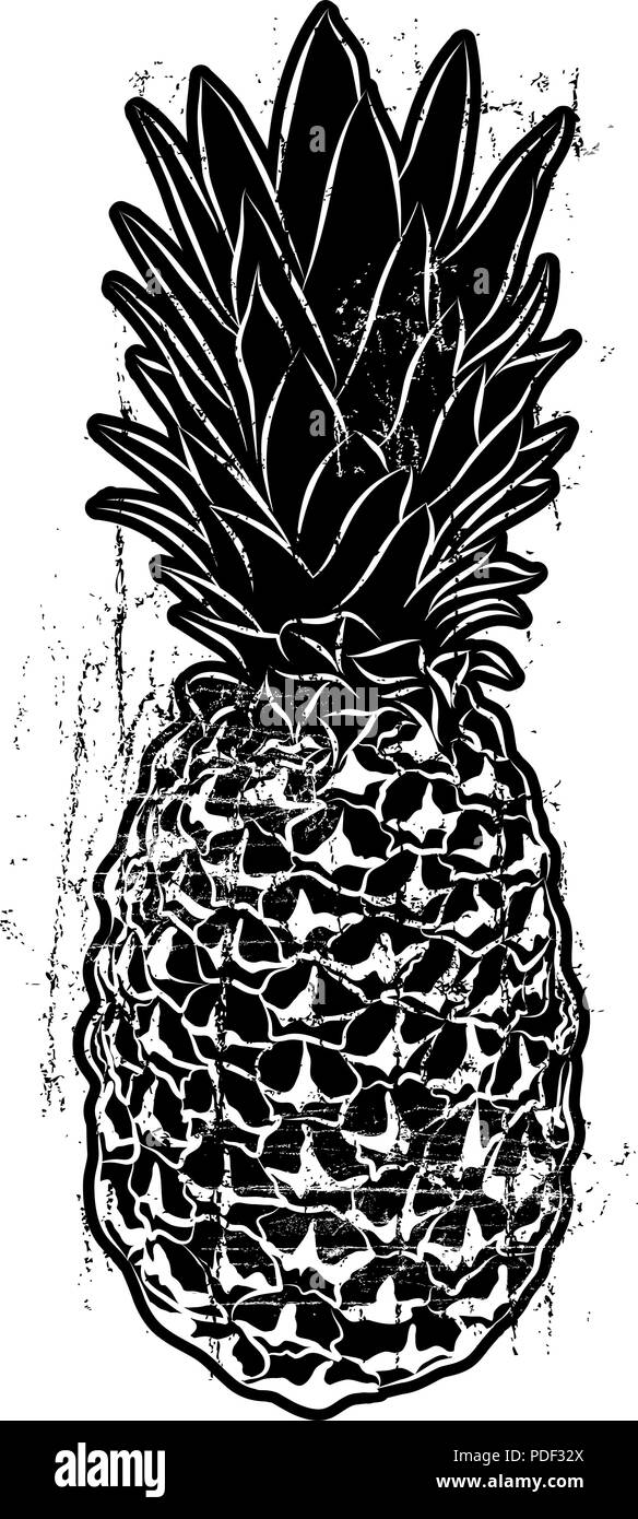 Xilografia Style ananas Illustrazione Vettoriale