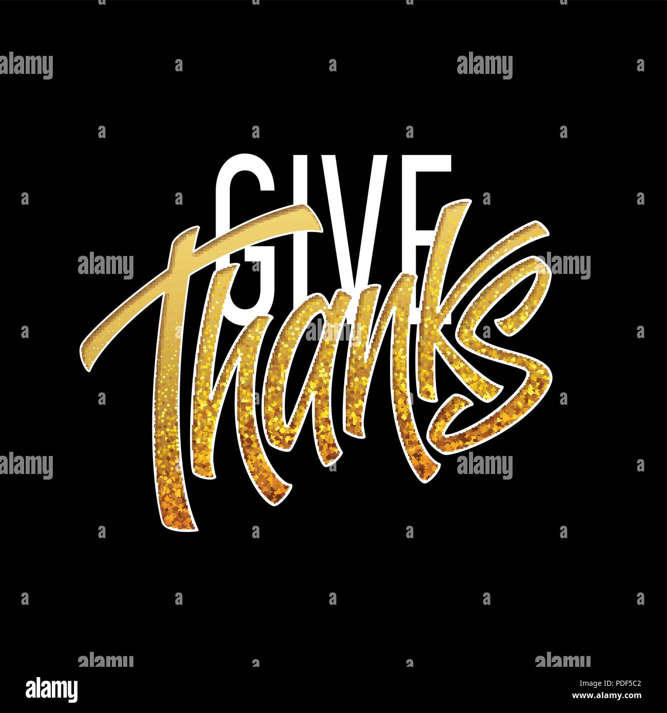 Tipografia di ringraziamento per i biglietti di auguri e poster. Golden Calligraphy lettering. Illustrazione Vettoriale Illustrazione Vettoriale