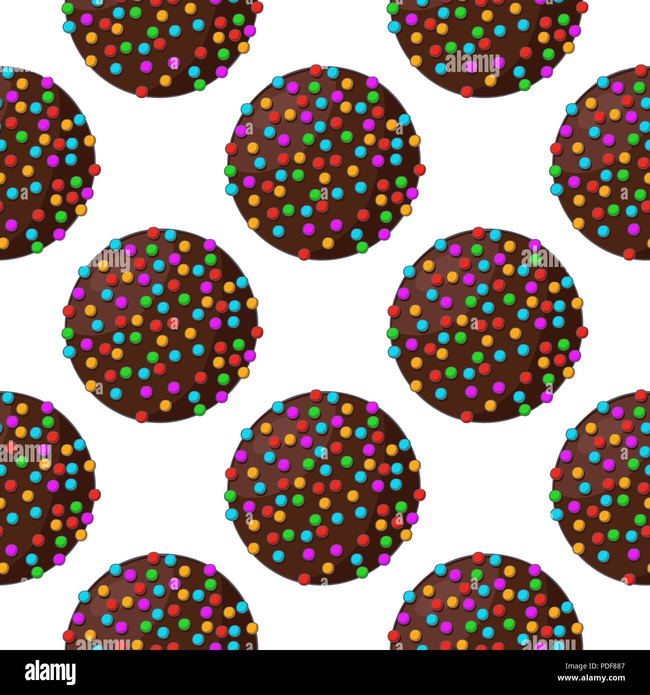 Dolce al cioccolato con granelli colorati. Modello Seamess Illustrazione Vettoriale