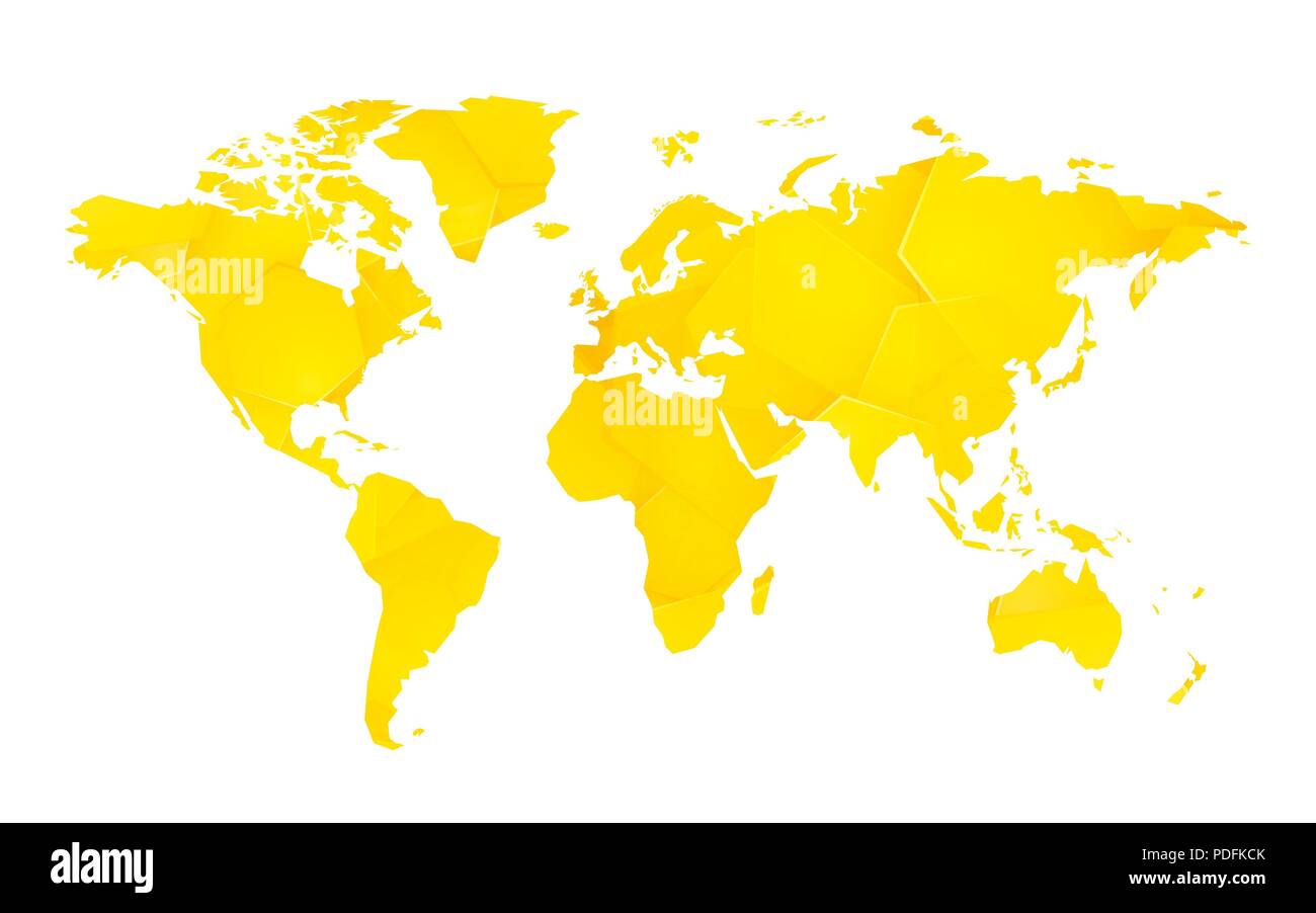 Giallo vuota geometrica mappa del mondo Illustrazione Vettoriale