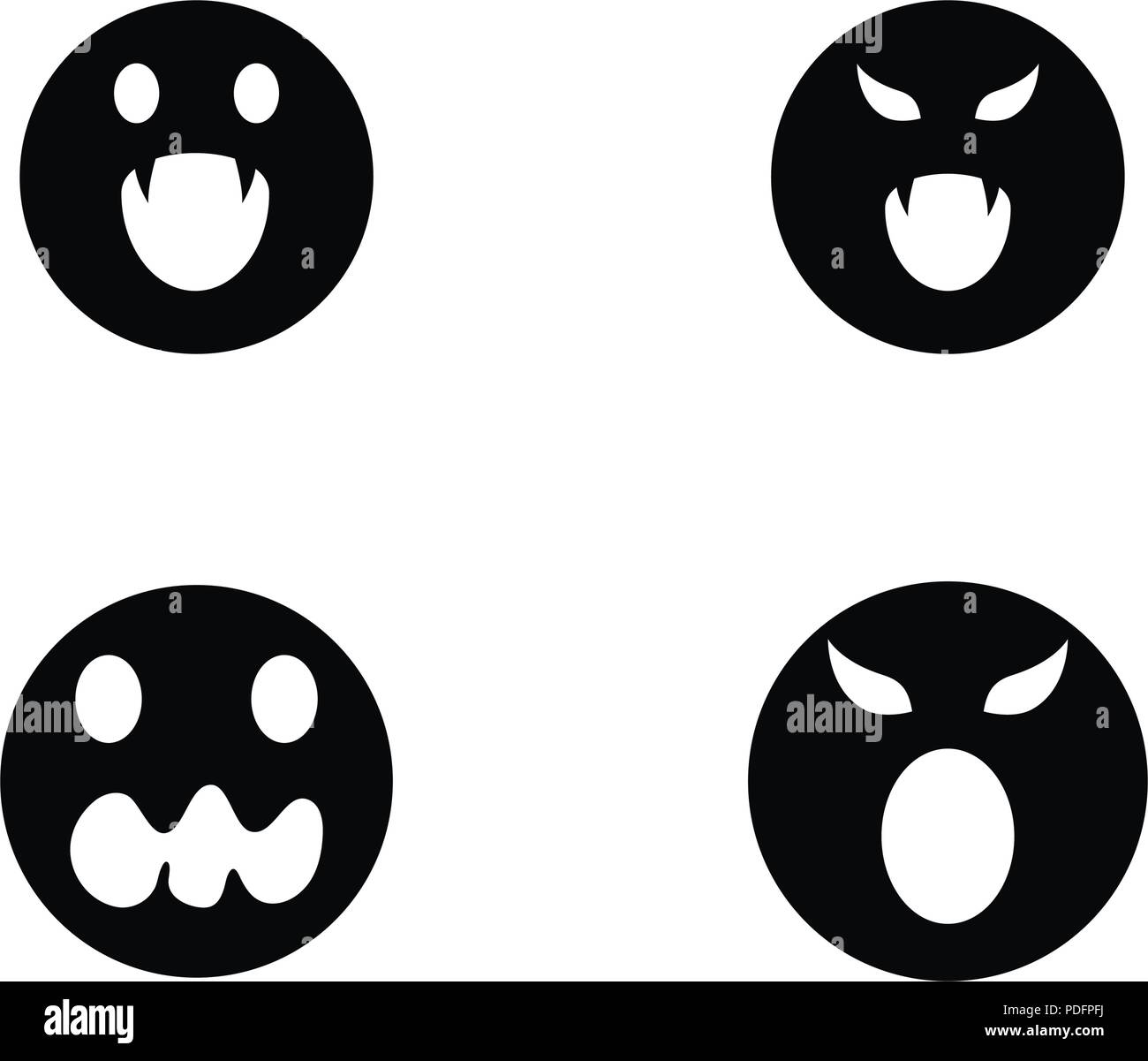 Icone fantasma illustrazione vettoriale di design piatto caratteri Illustrazione Vettoriale