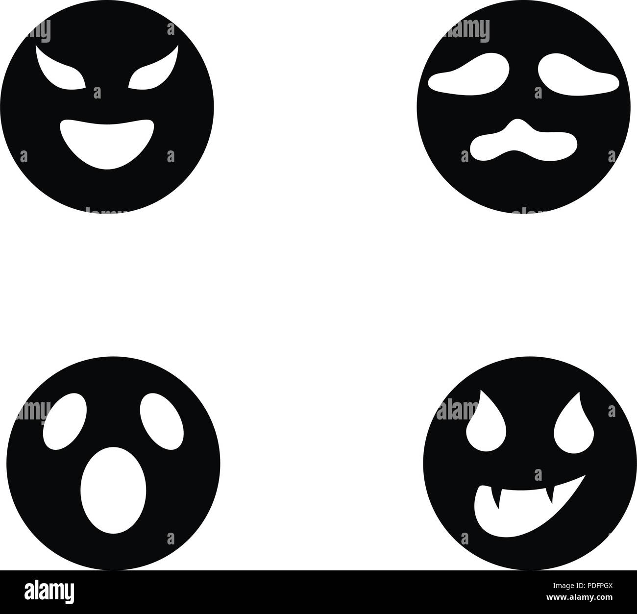 Icone fantasma illustrazione vettoriale di design piatto caratteri Illustrazione Vettoriale