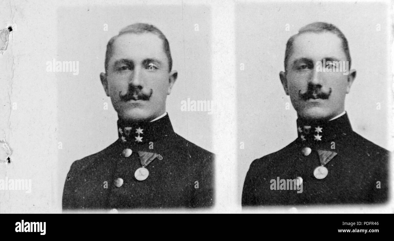 269 ritratto, uniforme, baffi, uomo, medaglia Fortepan 4583] Foto Stock