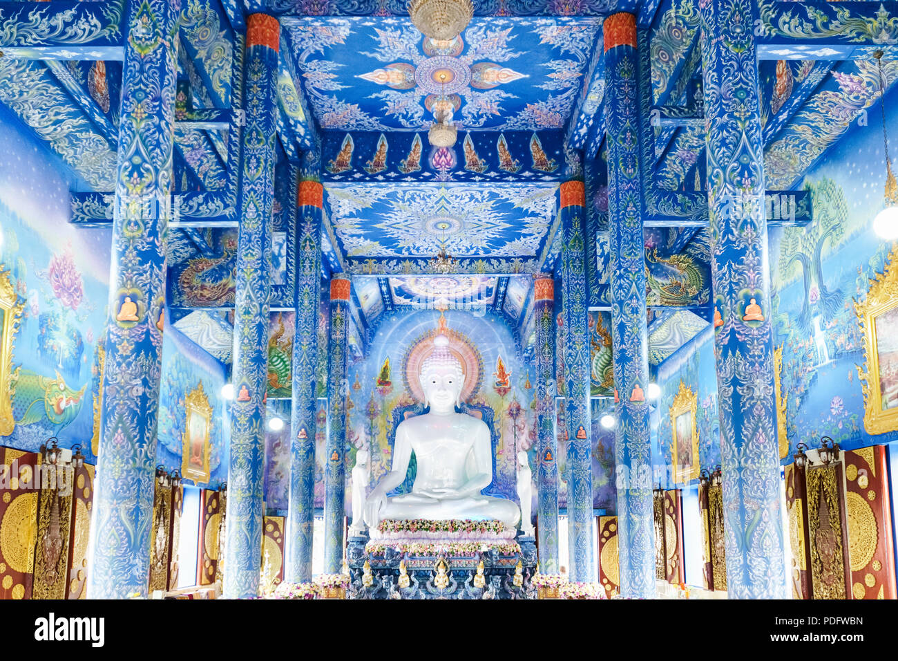 Tempio Azzurro (Rong Sua dieci) , Chiang Rai Thailandia. Foto Stock