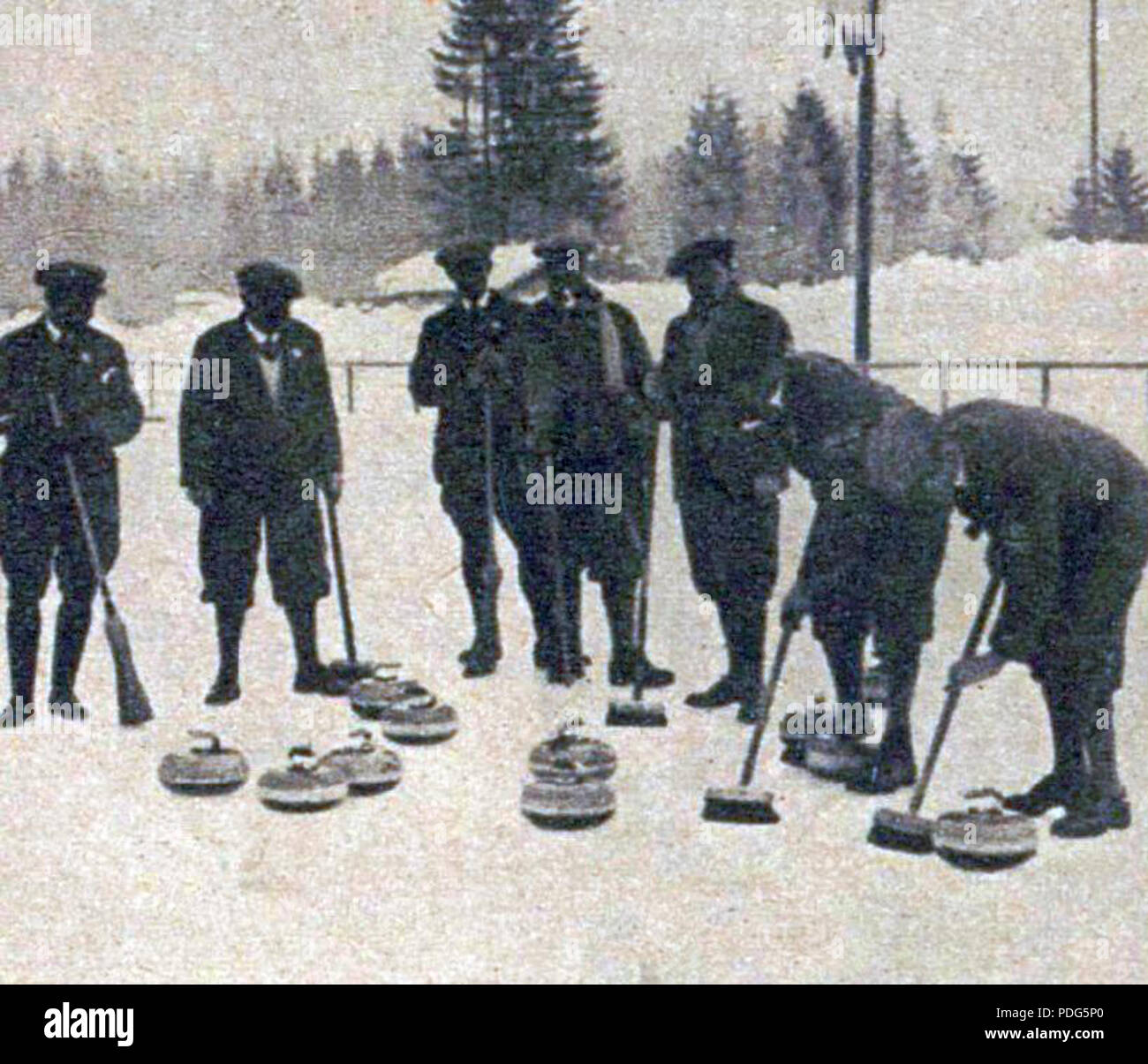192 L'équipe de Grande-Bretagne, championne olympique de curling en 1924 à Chamonix Foto Stock