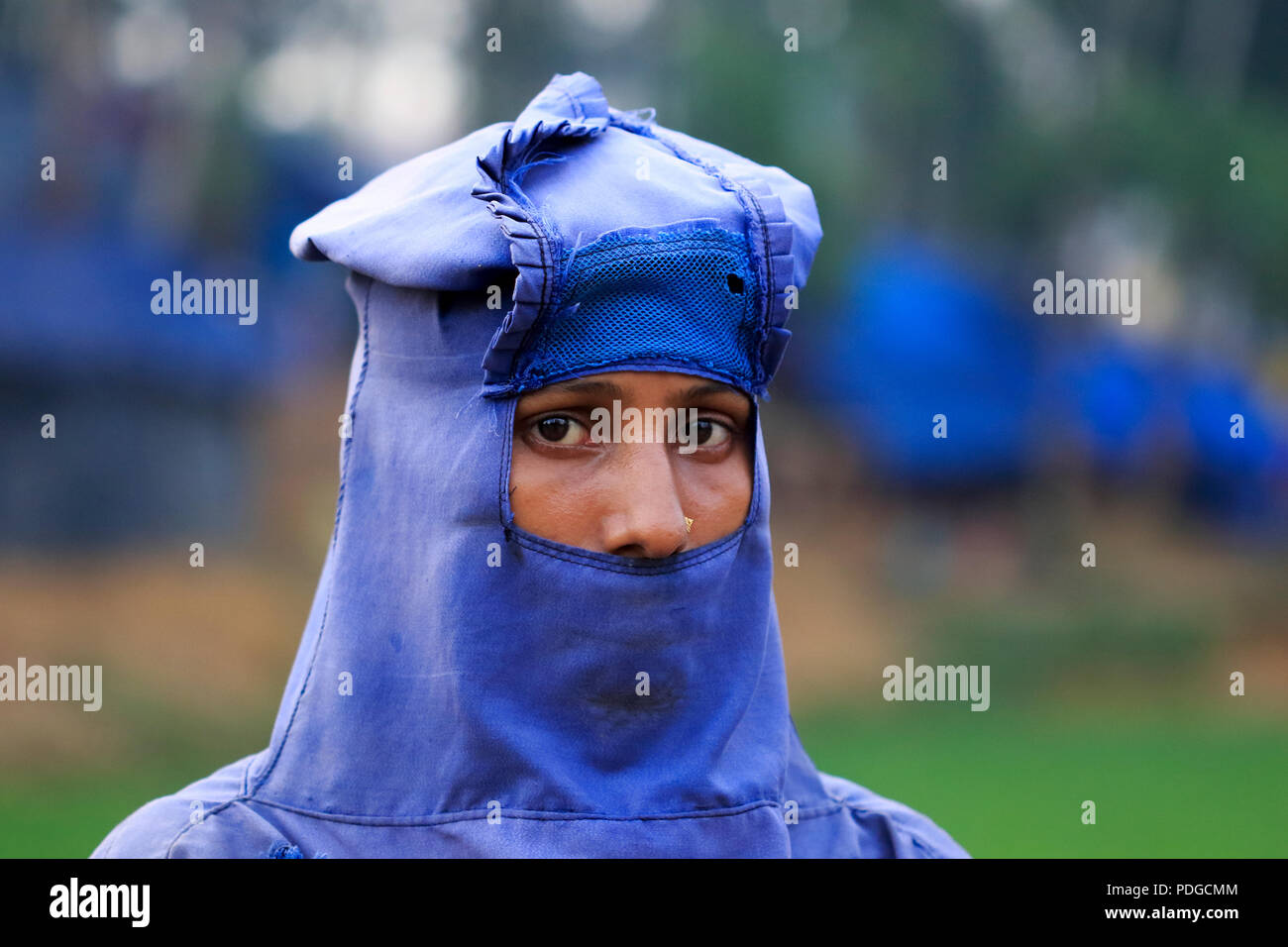 Rifugiati Rohingya donna a Balukhali Refugee Camp. Cox's Bazar, Bangladesh Foto Stock