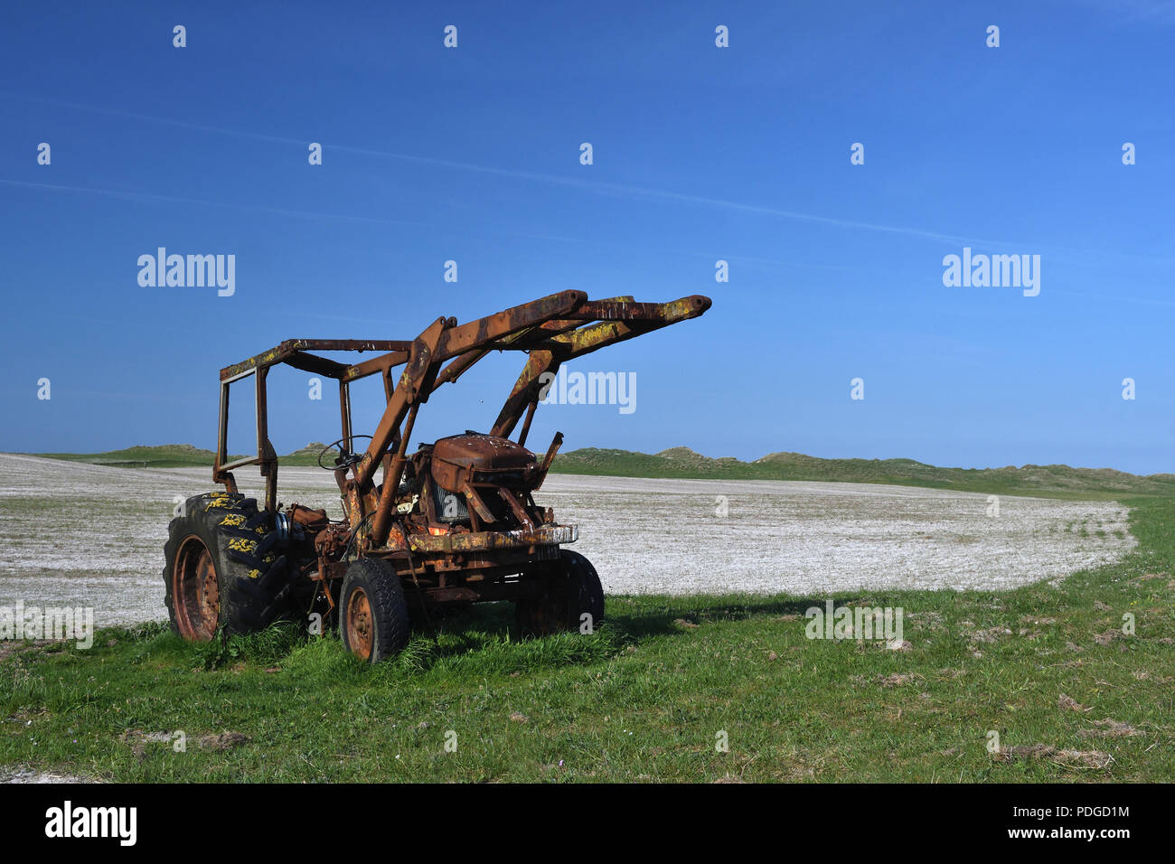 Abbandonato il trattore;balranald riserva;;North Uist;Scozia Foto Stock