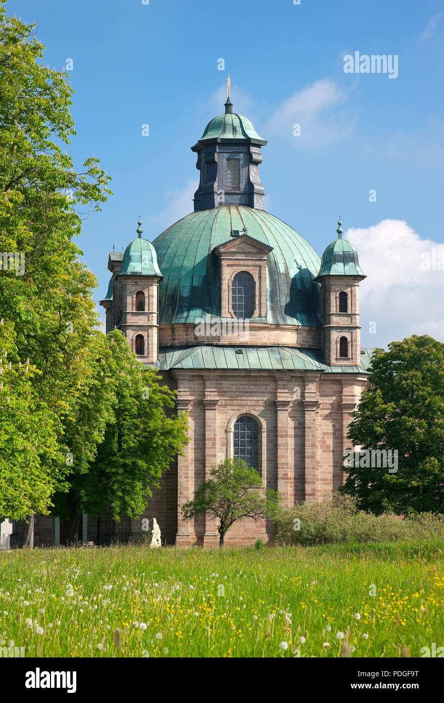 Wallfahrtskirche Maria-Hilf, Freystadt, Außenansicht, Hochbarock, erbaut 1712 - 1714 von Franziskanerbruder Philipp Plank Foto Stock