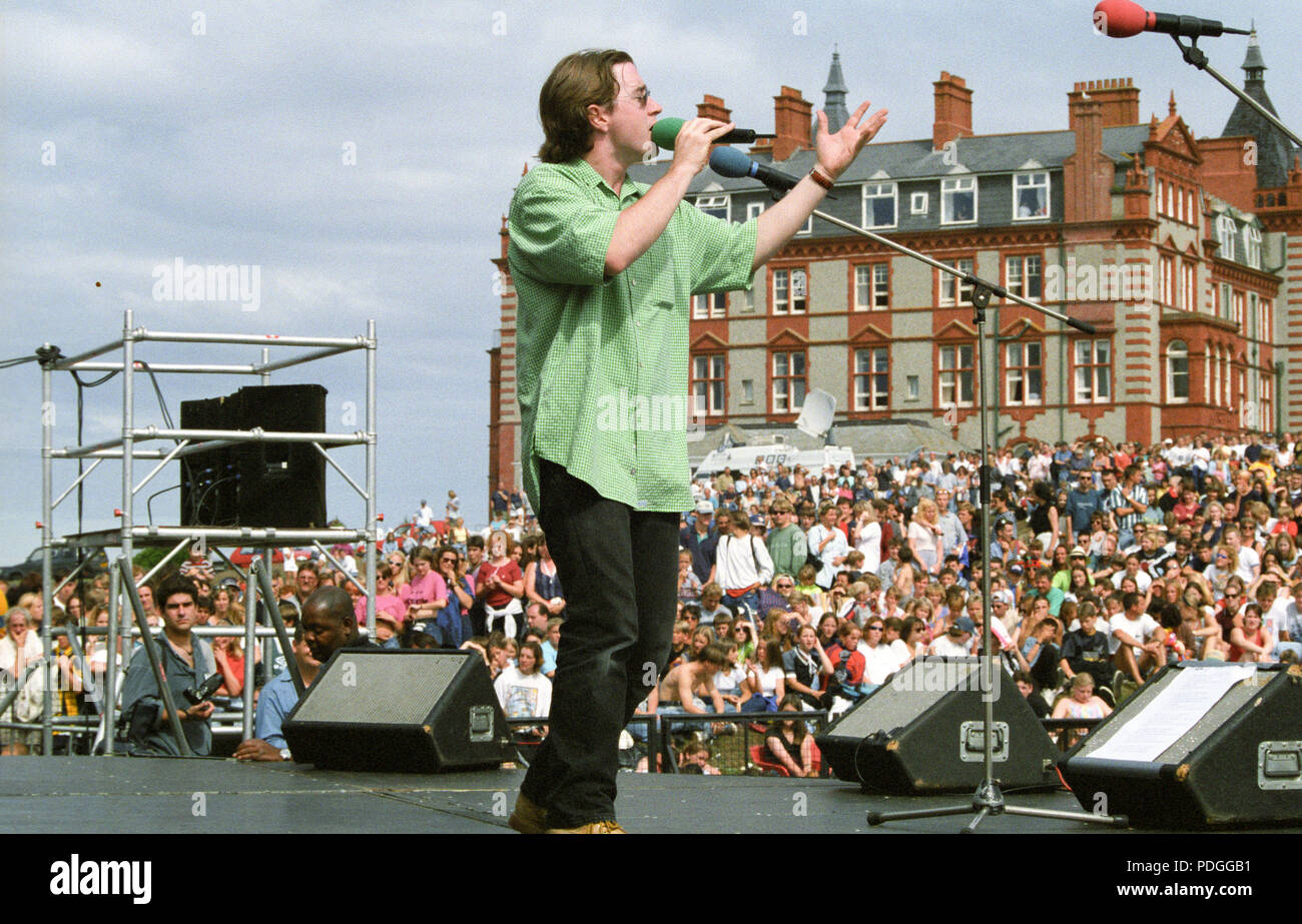 DaN McGrath BBC radio One 1 Roadshow Headland Hotel Newquay Cornovaglia 20 agosto 1996 Foto Stock