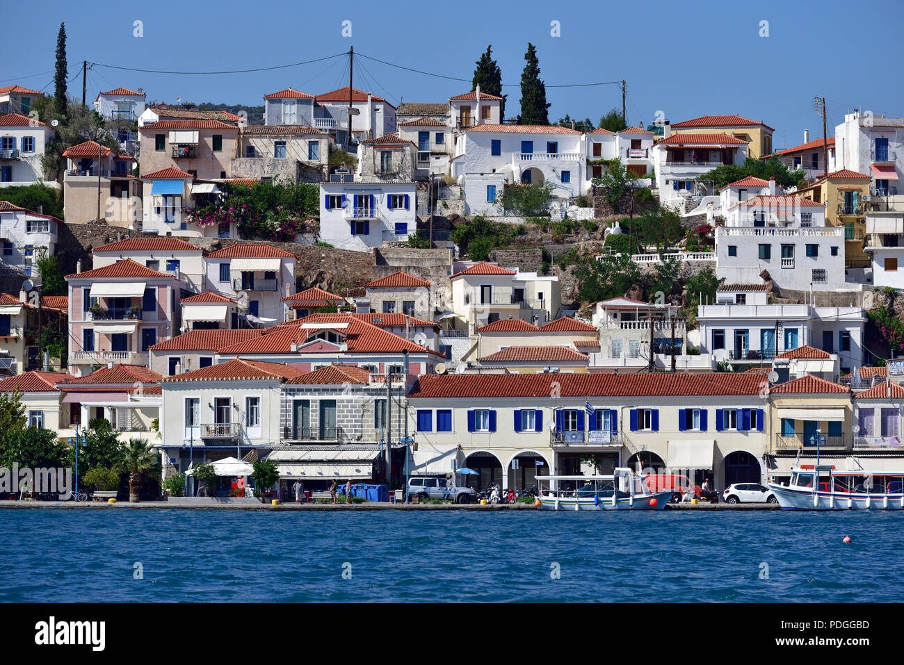 Poros town in Poros Island, Grecia Foto Stock