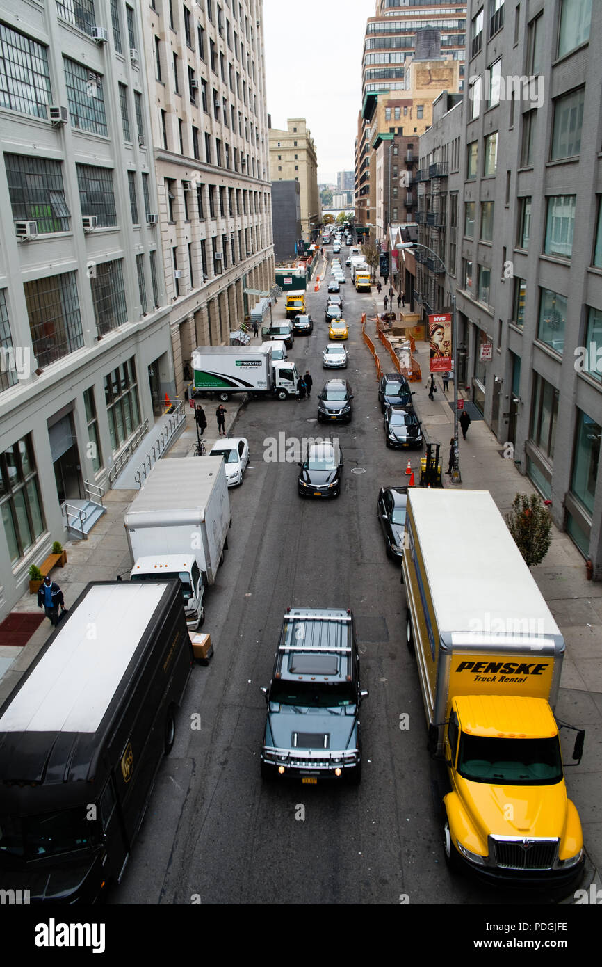 Manhattan street vista da sopra Foto Stock