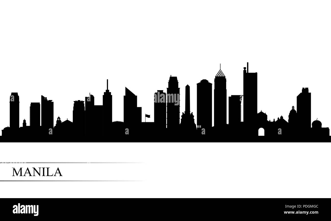Manila skyline della città sullo sfondo di silhouette, illustrazione vettoriale Illustrazione Vettoriale