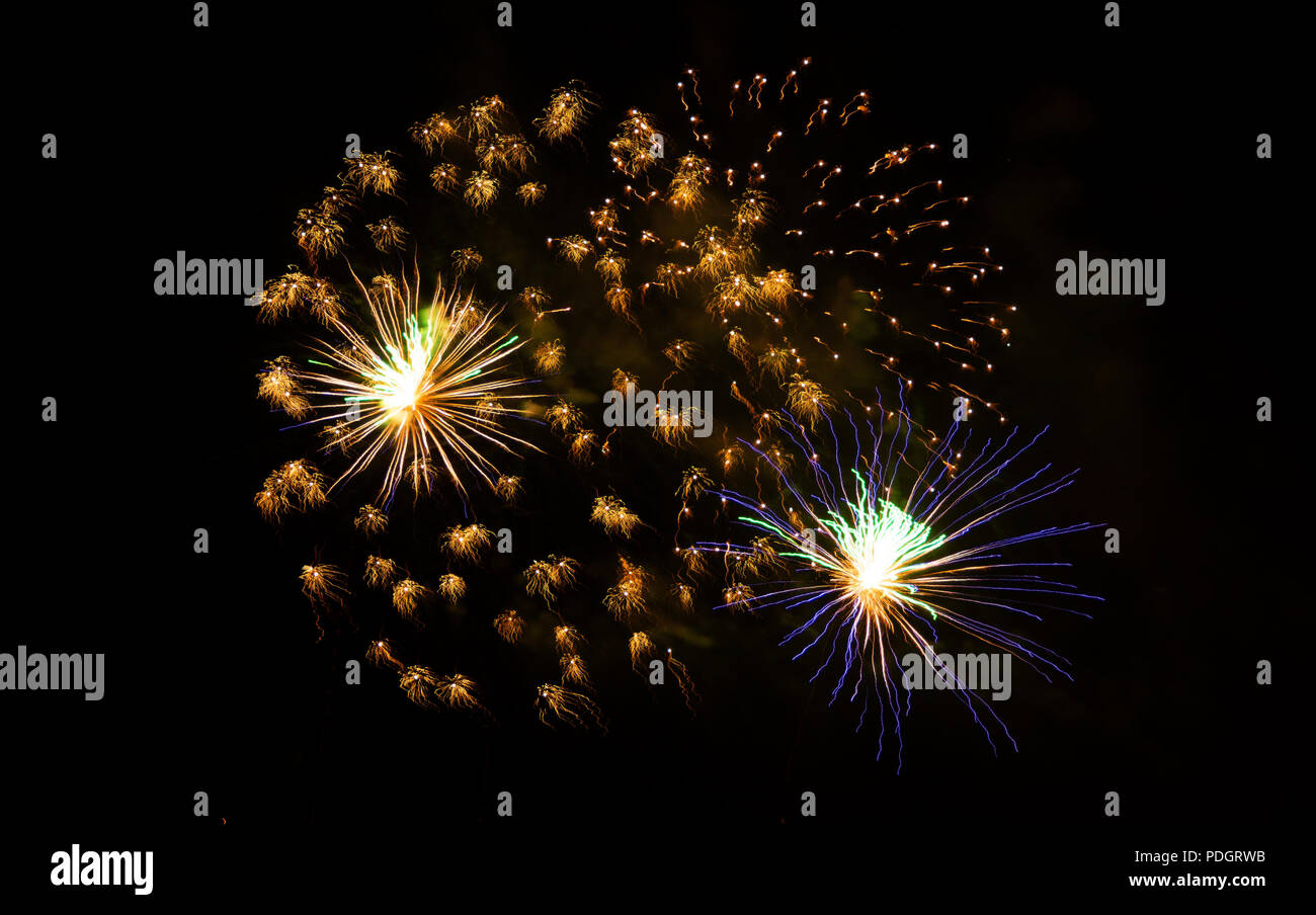 Fuochi d'artificio del 14 luglio, giorno della bastiglia in Francia Foto Stock