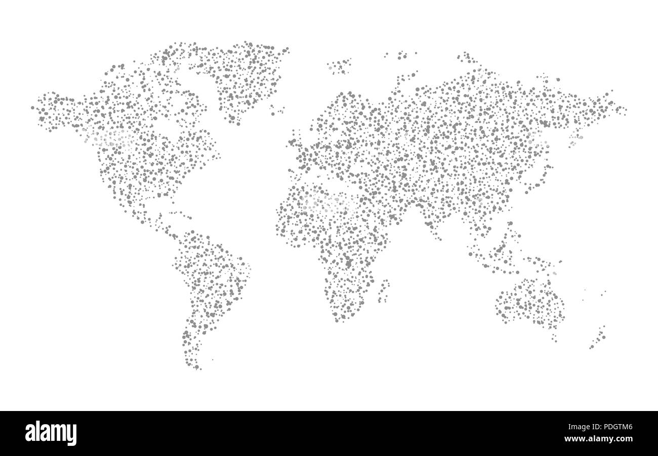 Astratto mondo grigio tratteggiato mappa graphic design Illustrazione Vettoriale