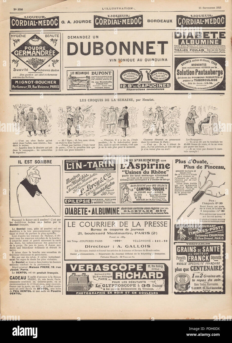 240 n. 3786 25 septembre 1915, scansione02, coperchio anteriore interno Foto Stock