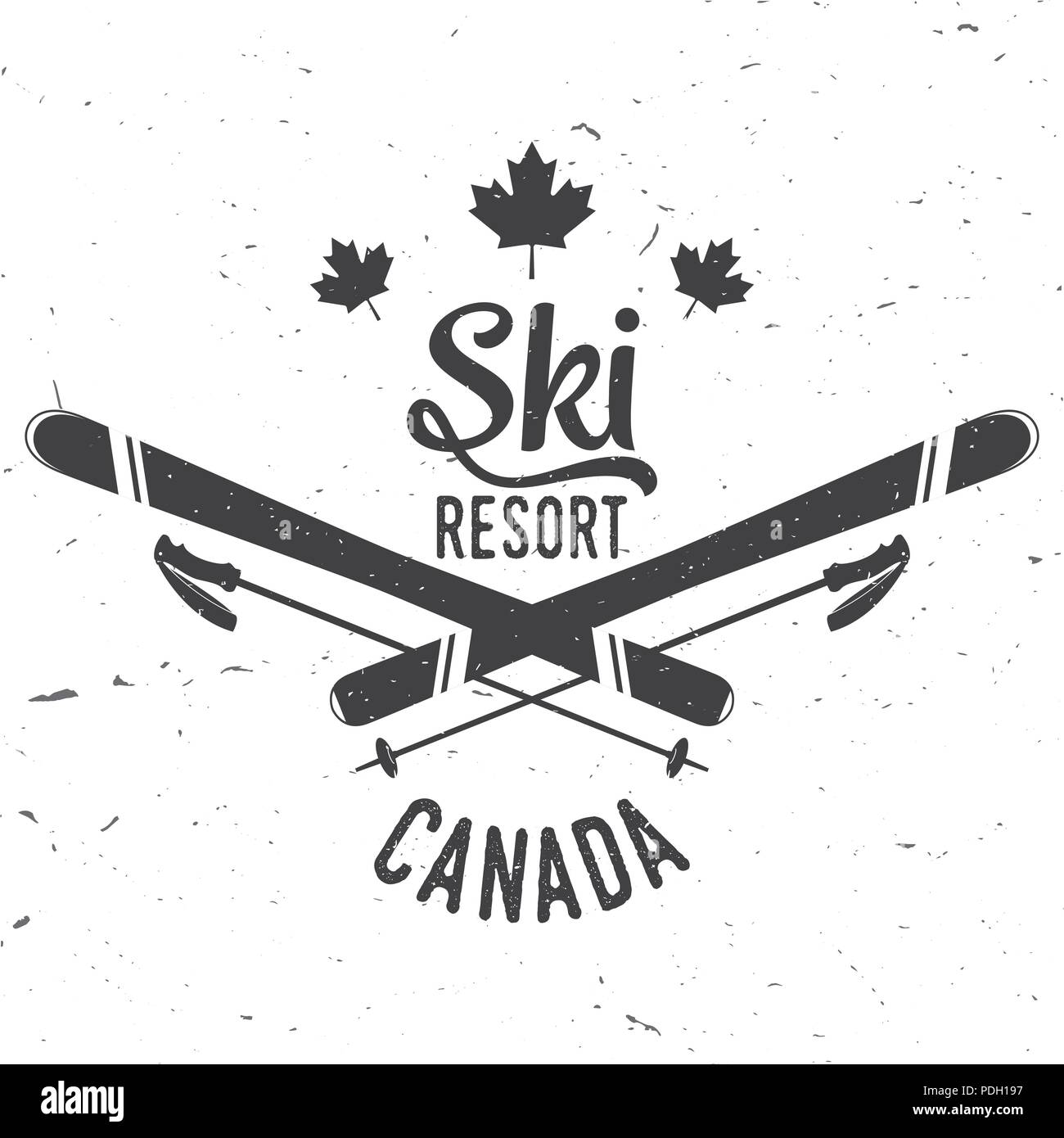 Ski Resort, Canada. Concetto per il badge. camicia, Stampa, Timbro o sigillo. Ski resort tipografia design- stock a vettore. Illustrazione Vettoriale