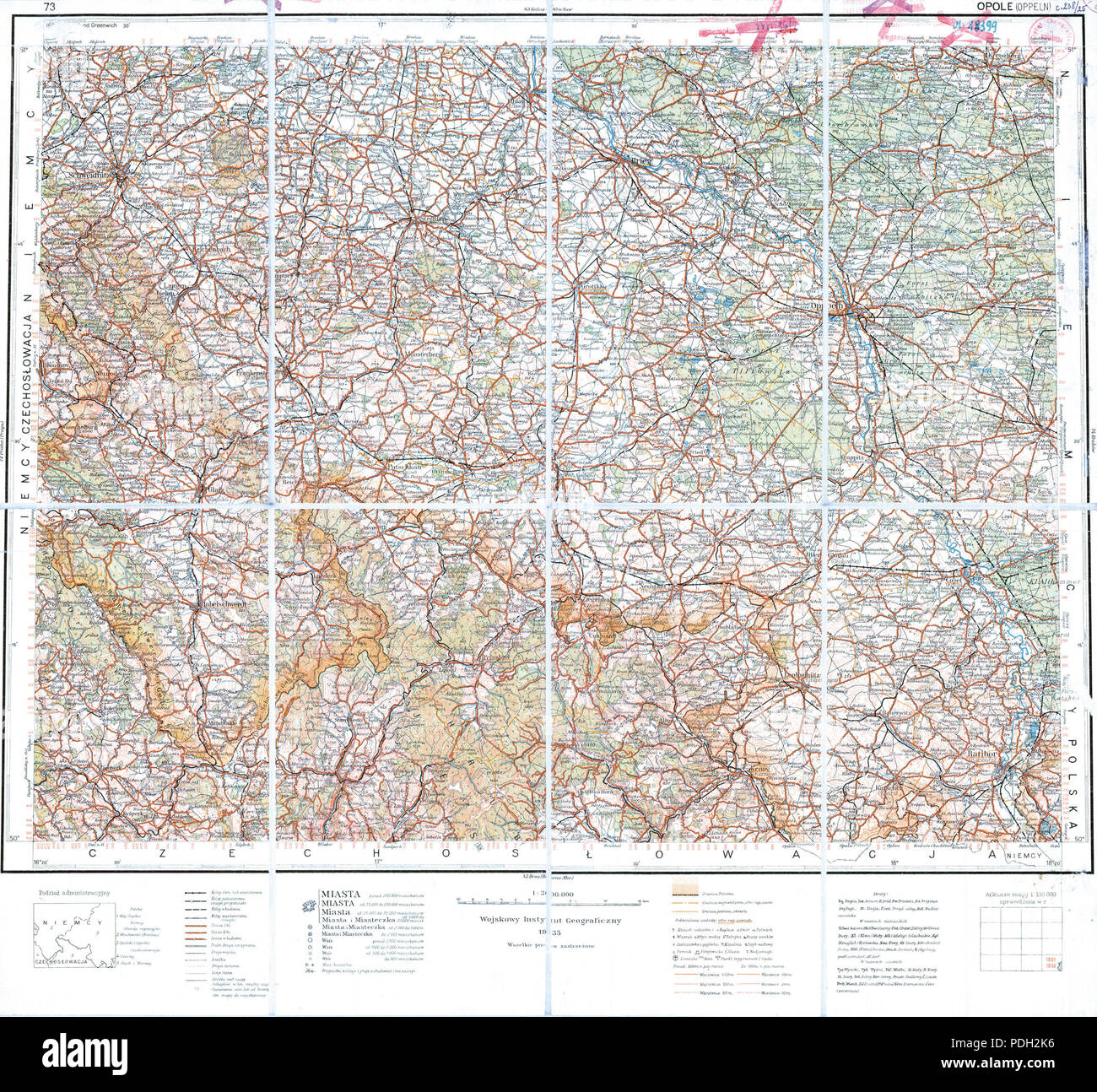 378 parrucca Mapa Operacyjna Polski - 73 Opole (Oppeln) 1935 Foto Stock