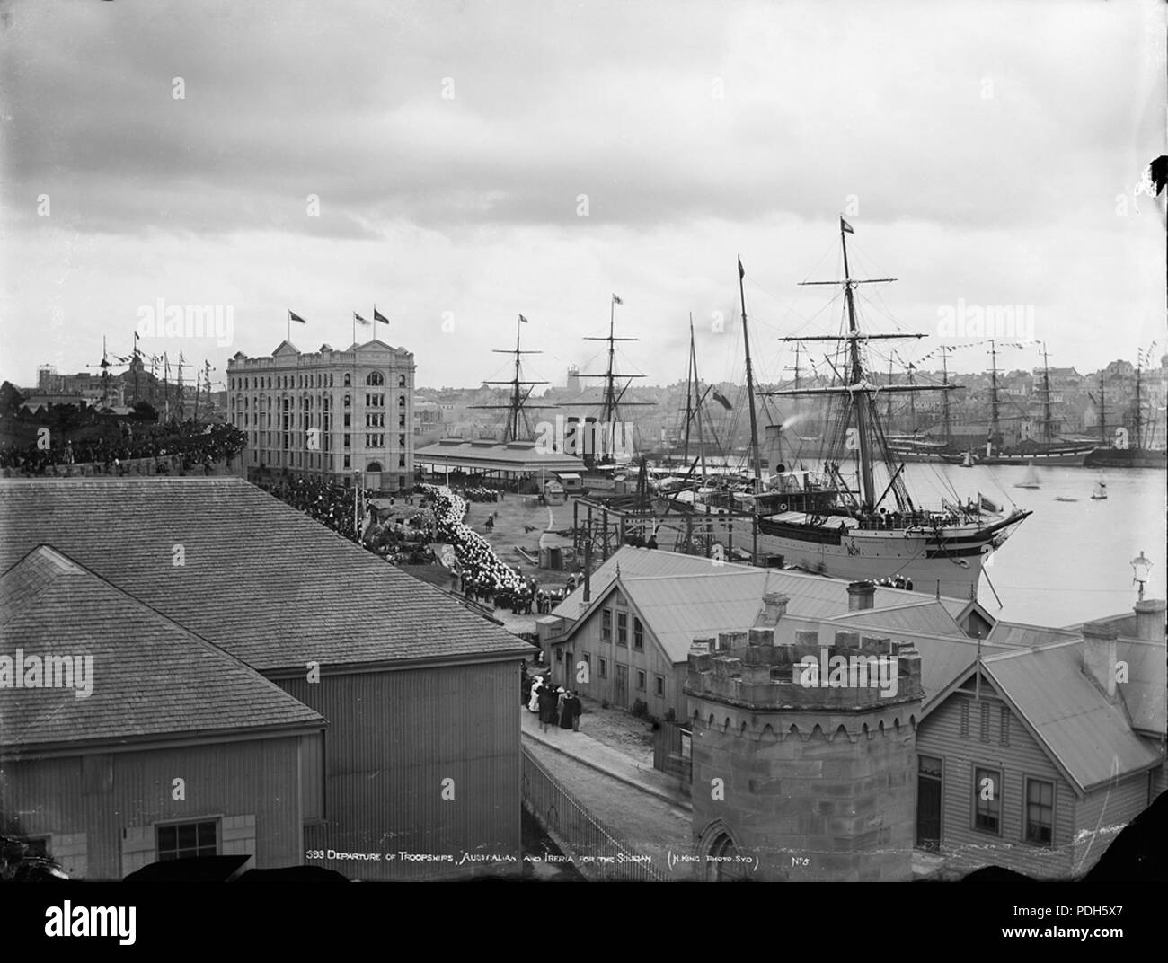 315 da trasporto truppe lasciare Sydney per il Sudan, c 1900 Foto Stock