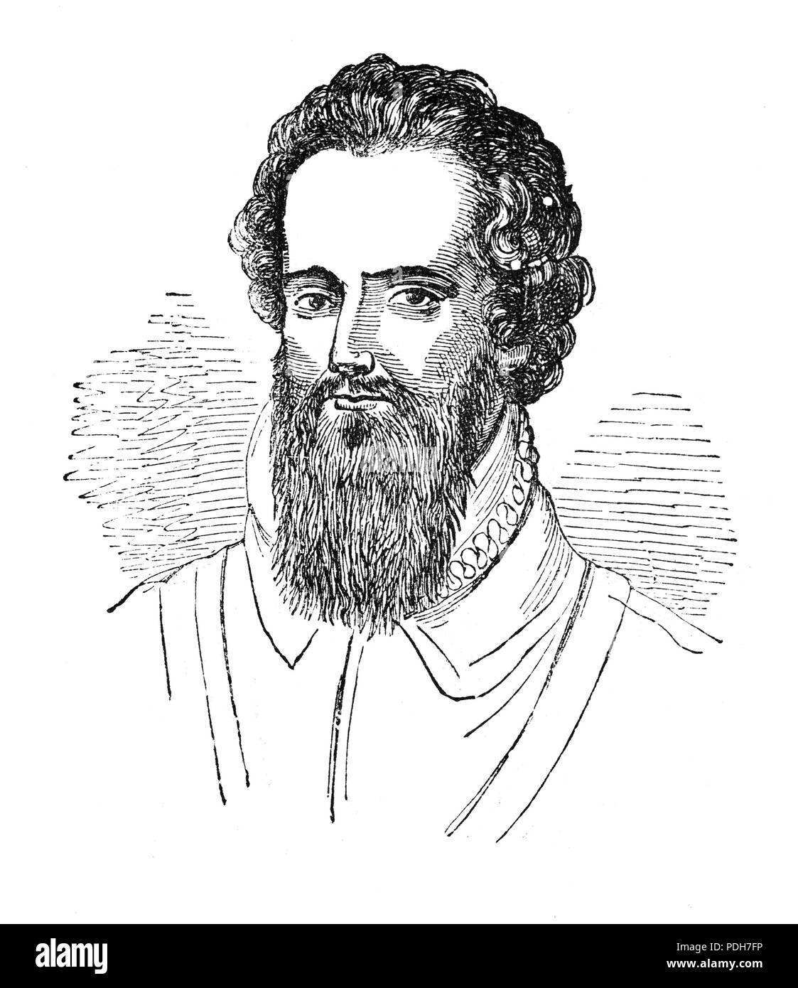 Un ritratto di Robert Devereux, 2° Conte di Essex, (1565-1601), è stato un nobiluomo inglese, uno dei preferiti di Elisabetta I. politicamente ambizioso e un impegno generale, egli è stato messo agli arresti domiciliari a seguito di una campagna di poveri in Irlanda durante i nove anni di guerra nel 1599. In 1601, ha guidato un fallito colpo di stato contro il governo e fu giustiziato per tradimento. Foto Stock