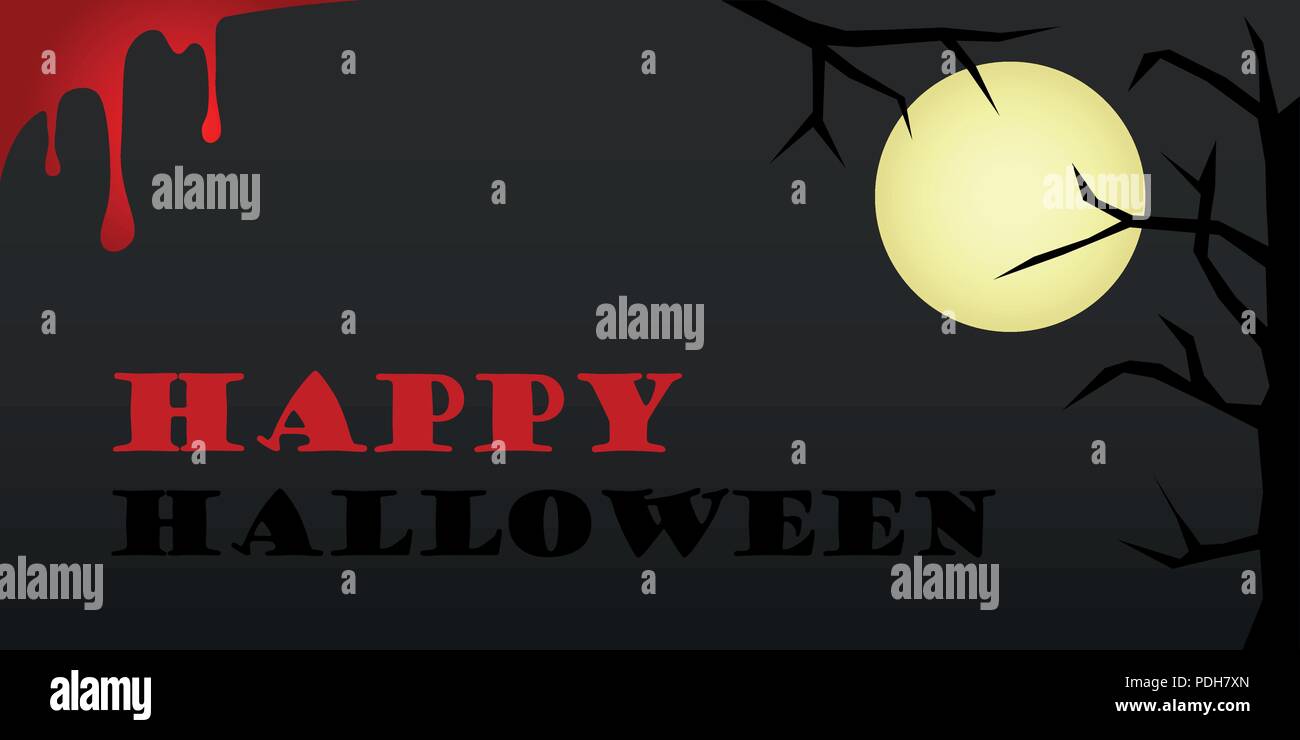 Happy Halloween al chiaro di luna e sangue illustrazione vettoriale EPS10 Illustrazione Vettoriale