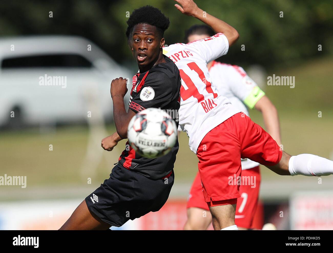 Firo Calcio, 03.08.2018 Prima Bundesliga, stagione 2018/2019 Test match RB Red Bull Leipzig - Huddersfield Terence Kongolo, singola azione | Utilizzo di tutto il mondo Foto Stock