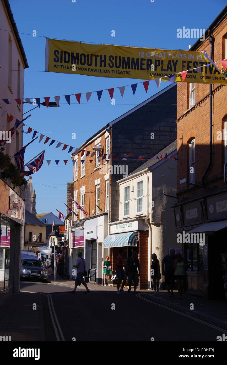 Città Fore Street a Sidmouth Folk Festival, East Devon, Regno Unito. Agosto, 2018. Foto Stock