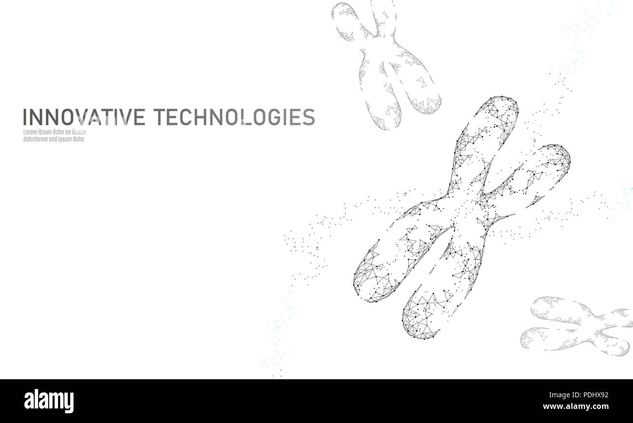 DNA cromosomico struttura concetto di medicina. Bassa poli triangolo poligonale la terapia genica di curare malattie genetiche. Ingegneria OGM CRISPR CAS9 innovazione tecnologia moderna scienza banner illustrazione vettoriale Illustrazione Vettoriale