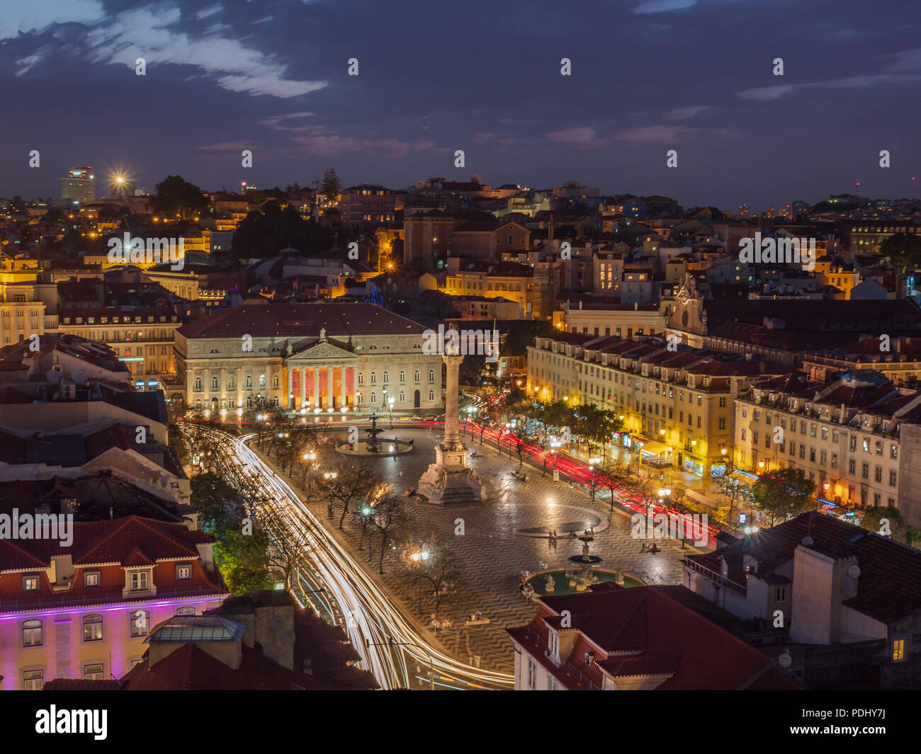 Lisbona di notte Foto Stock