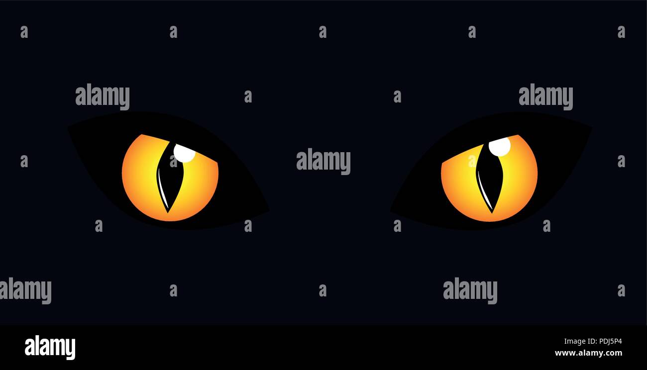 Gatti giallo occhi nel buio illustrazione vettoriale EPS10 Illustrazione Vettoriale