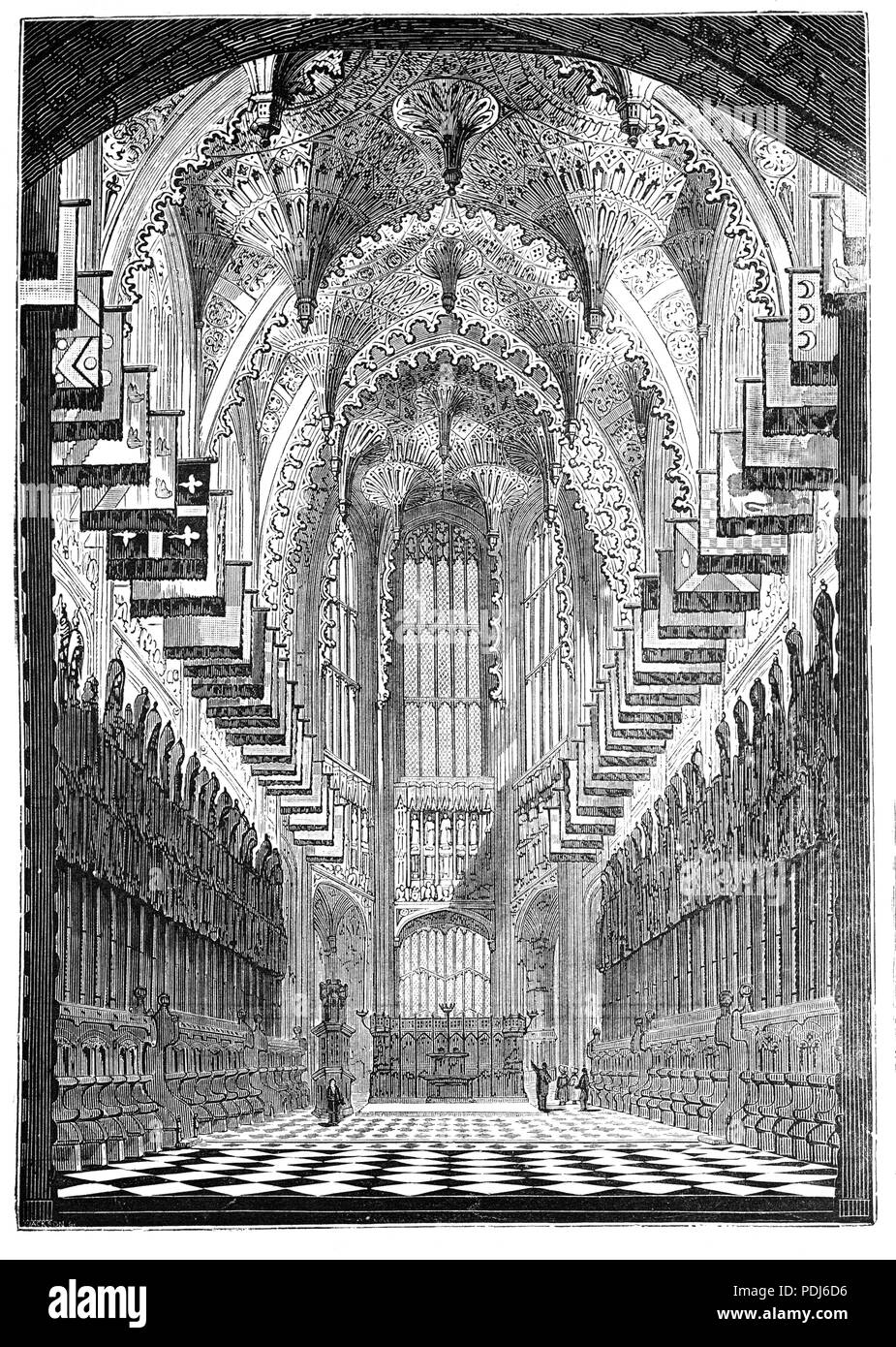 Il Henry VII cappella dedicata alla Vergine, ora più spesso conosciuta come la Henry VII Cappella, è una grande signora cappella presso la Far Eastern fine dell'Abbazia di Westminster, pagato dalla volontà di Enrico VII. La cappella è costruita in un modo molto tardi lo stile gotico perpendicolare e la sua ventola pendente soffitto, la magnificenza dei quali causato John Leland a chiamarla orbis miraculum (la meraviglia del mondo). La tomba di Elisabetta I che è morto il 24 marzo 1603 e a sua sorella Maria mi sono trovato nella cappella. Foto Stock