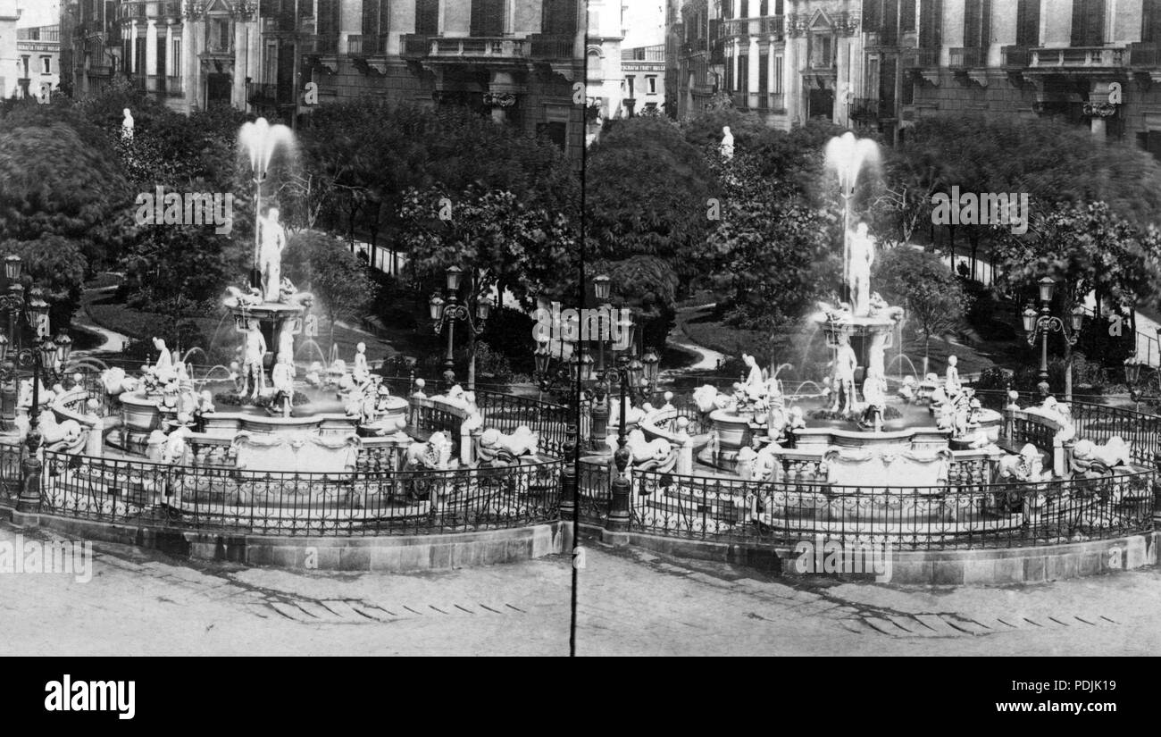 369 Via Medina, Neptun-szökőkút. Un felvétel 1886 előtt készült. Fortepan 53463 Foto Stock