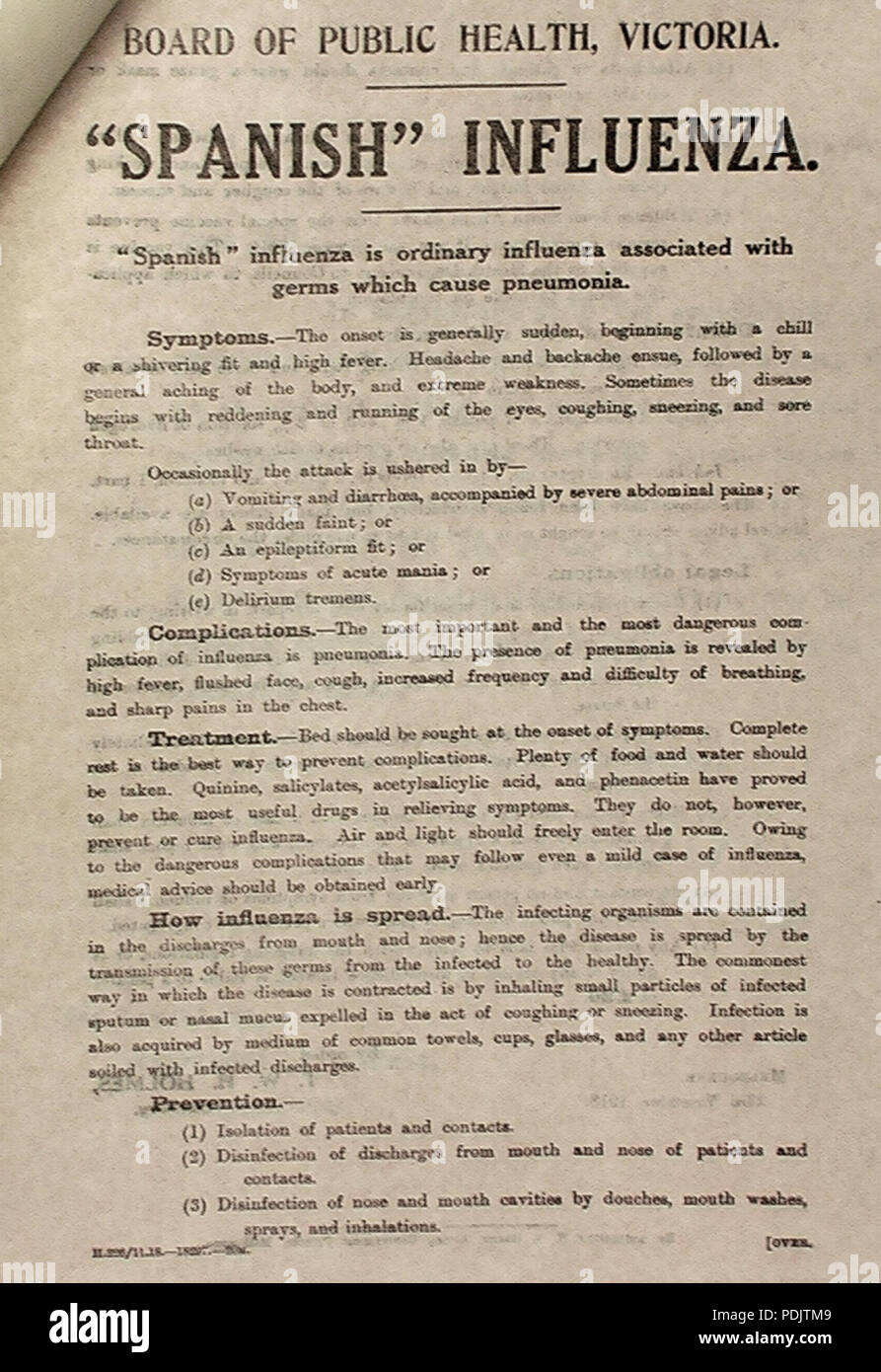 196 Spanishinfluenzavictoria Foto Stock