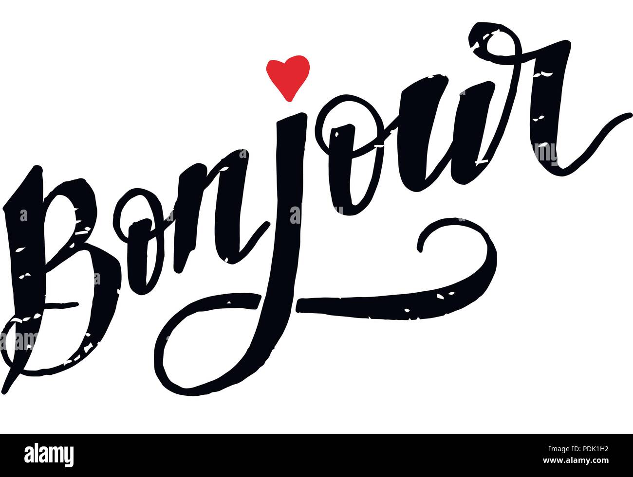 Bonjour Paris frase scritta vettore spazzola di calligrafia Illustrazione Vettoriale