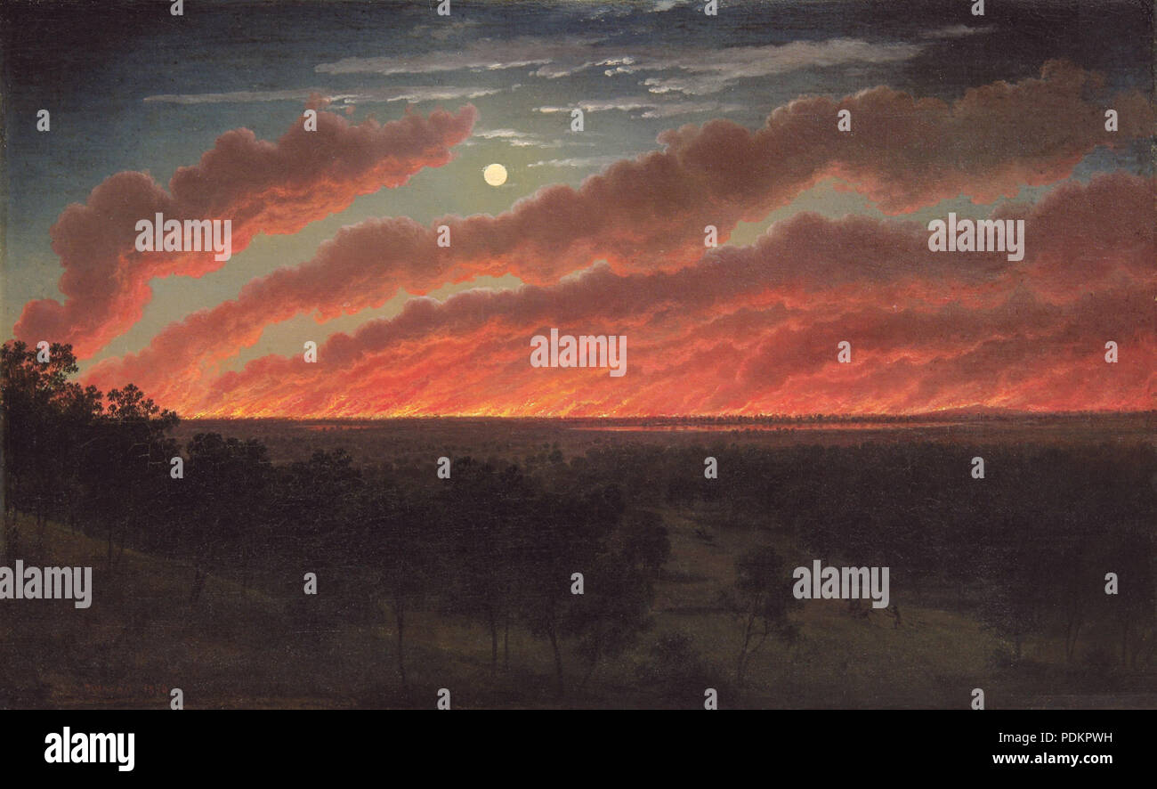 44 Eugene von Guerard - Bush fire tra il monte elefante e Timboon, 1857 Foto Stock