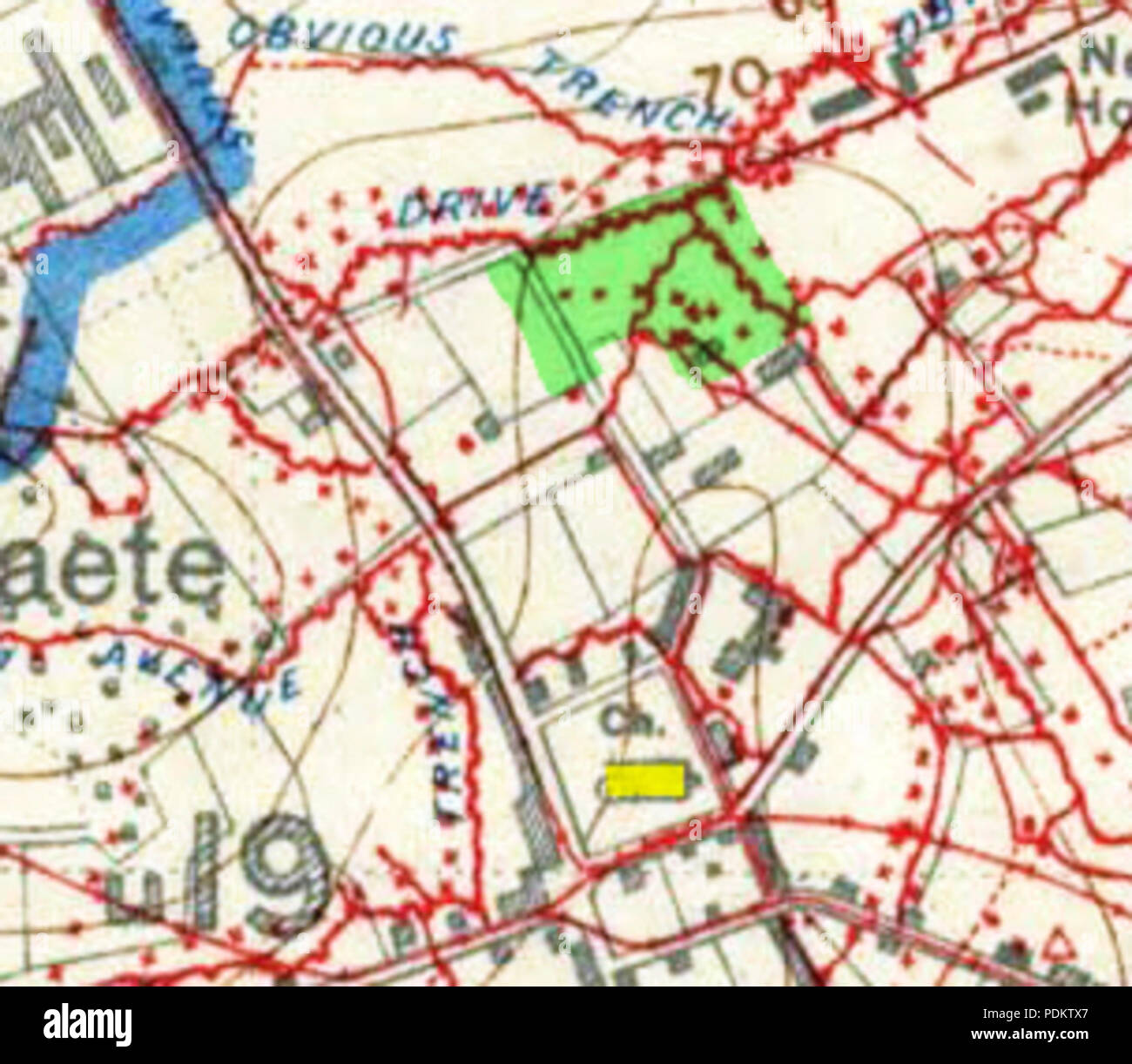 22 Battaglia di Messines - pianificazione mappa Wytschaete ritagliata Foto Stock