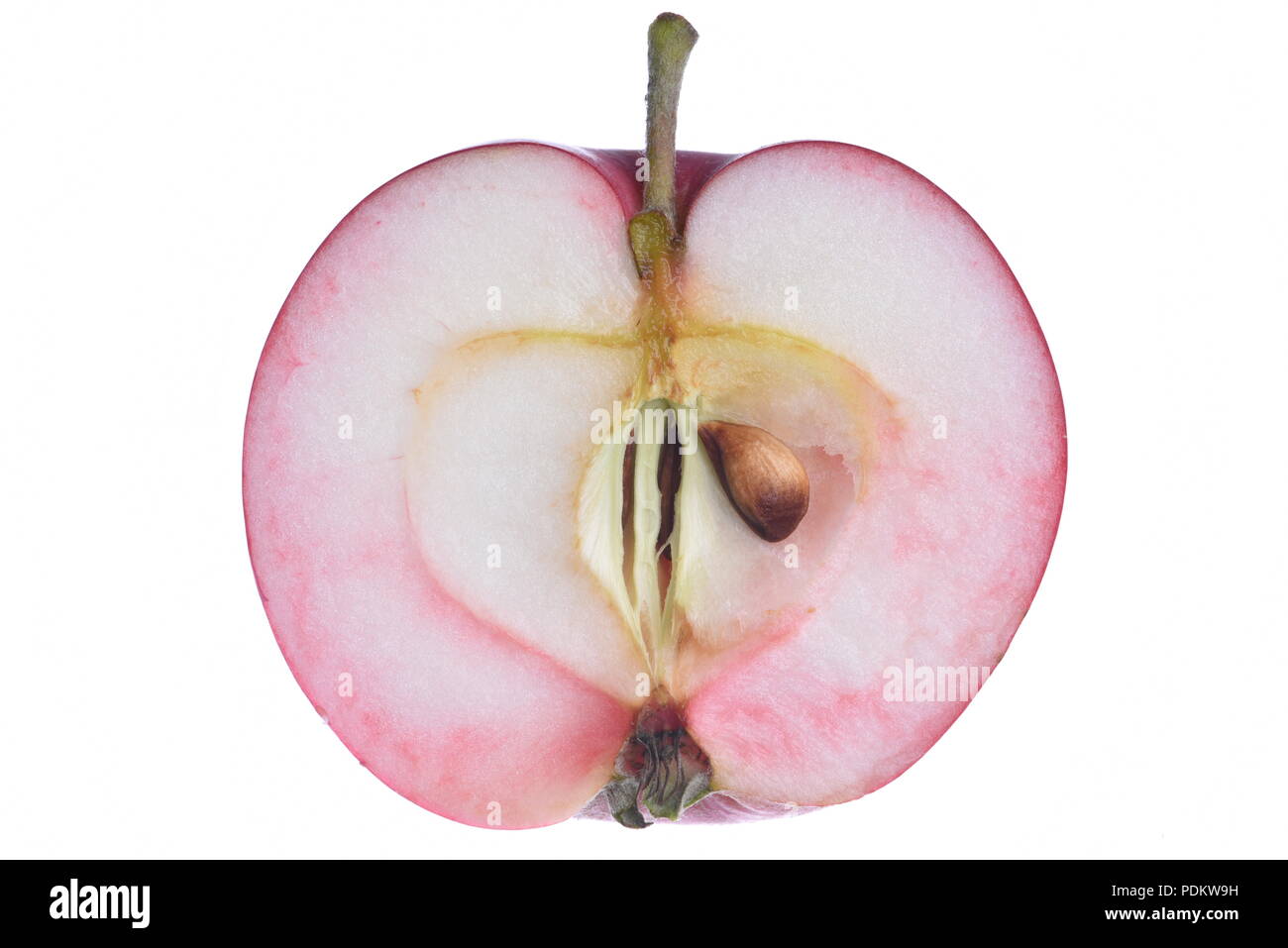 Mezza mela isolati su sfondo bianco Foto Stock