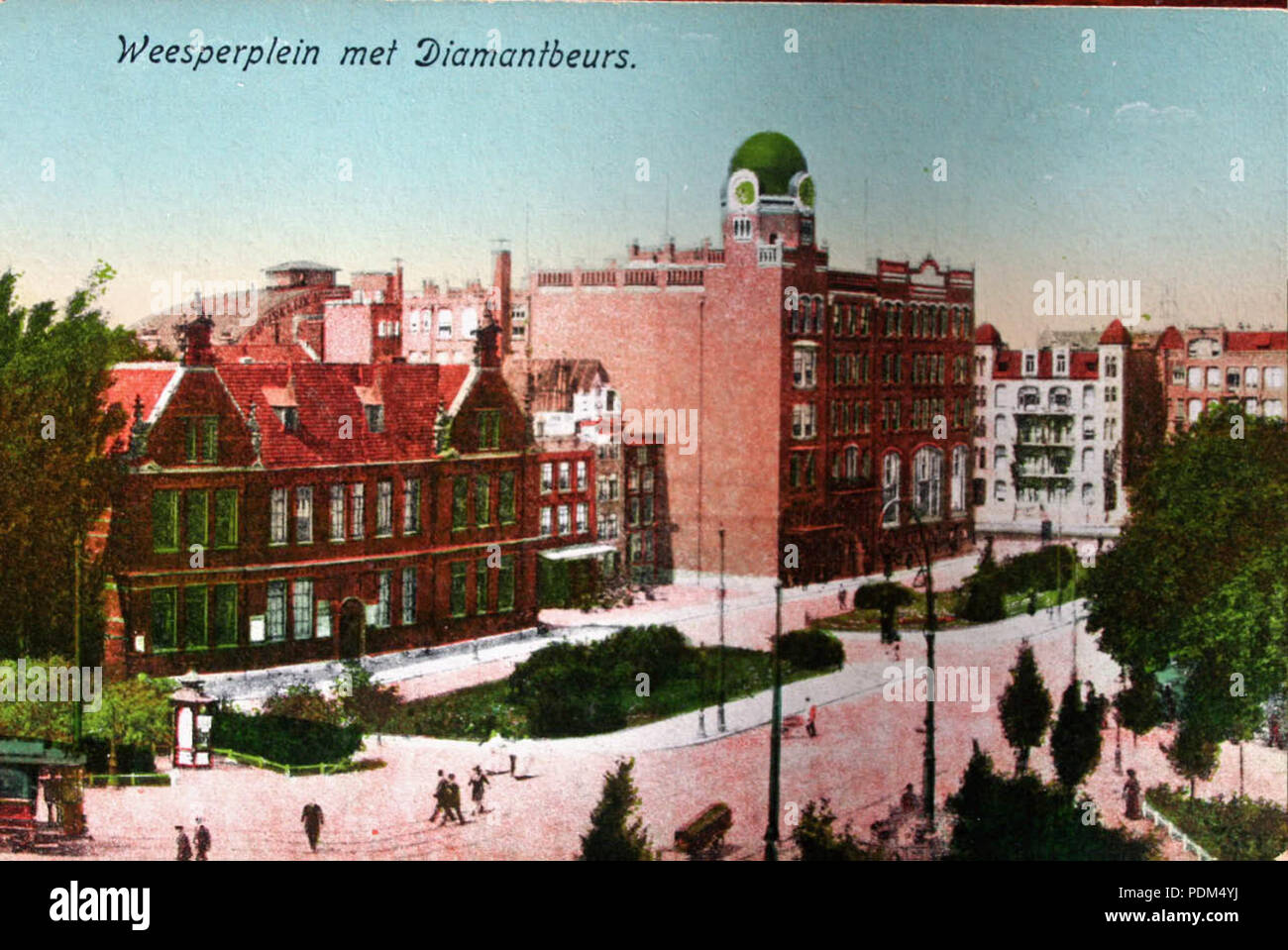 376 Weesperplein incontrato Diamantbeurs (ansichtkaart, kleur) Foto Stock