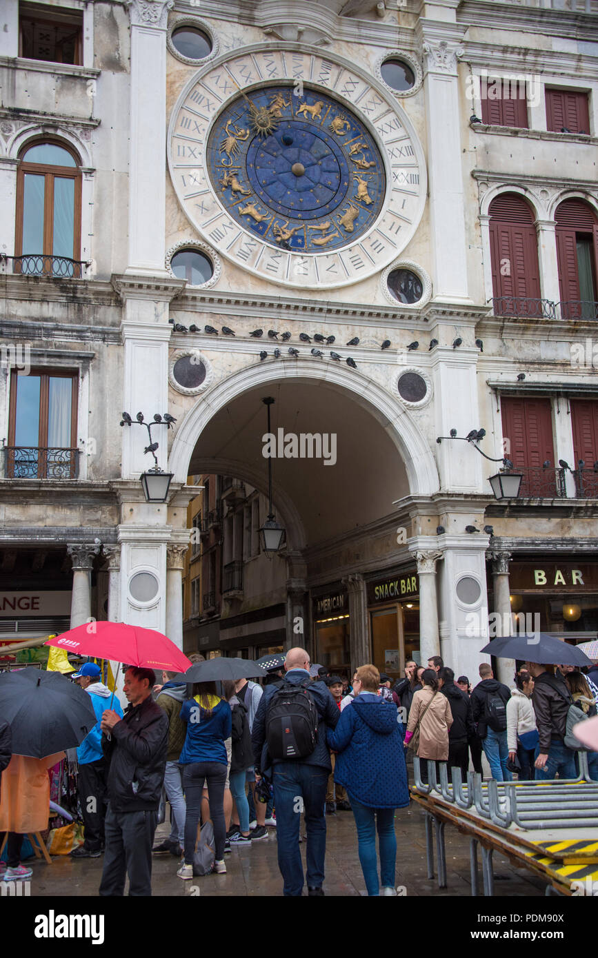 Zodiaco astrologico Clock Tower (Torre dell Orologio) su Piazza San Marco, Piazza San Marco, Venezia, Italia Foto Stock