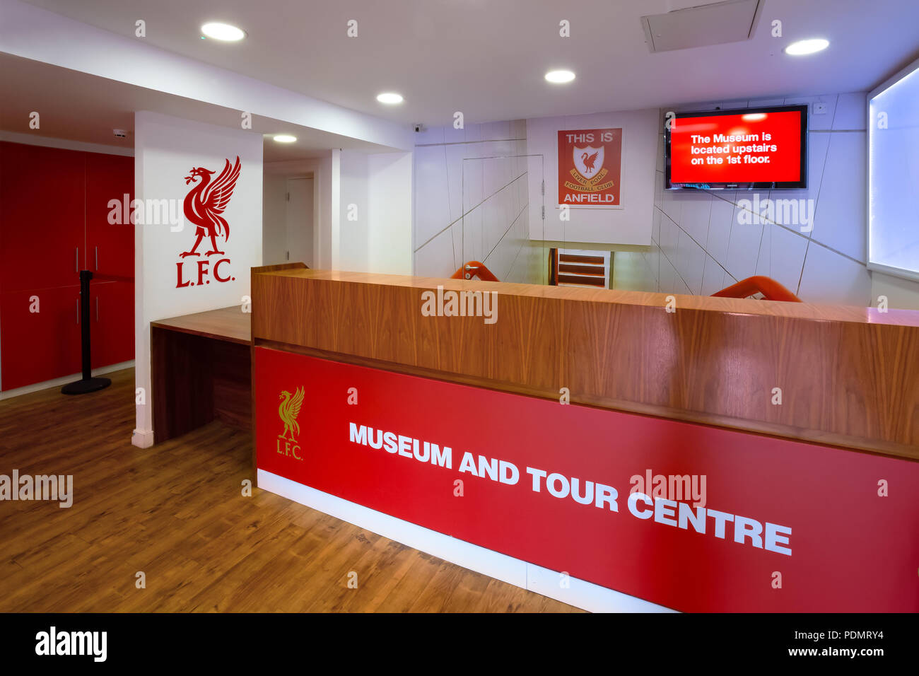 LIVERPOOL, Regno Unito - 17 Maggio 2018: Il Liverpool FC Story è il museo dedicato a stelle del passato al presente, profili dei giocatori e vide Foto Stock
