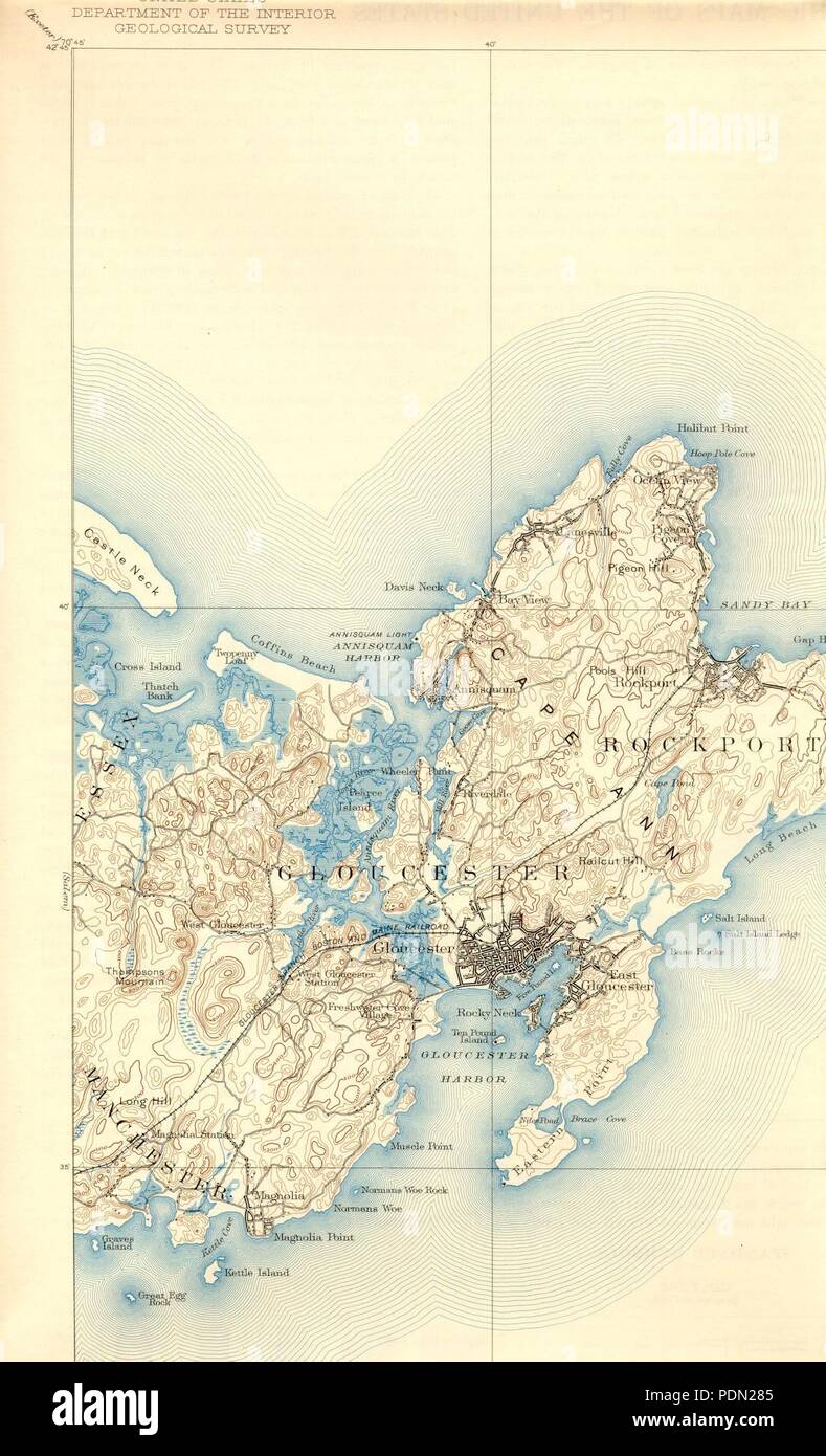 Annisquam River (Massachusetts) mappa. Foto Stock