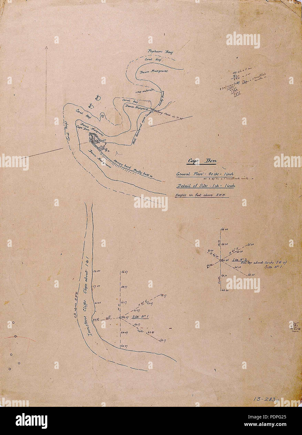 30 Cape Don luce - Piano Generale - Dettaglio dei siti possibili - c1916 Foto Stock