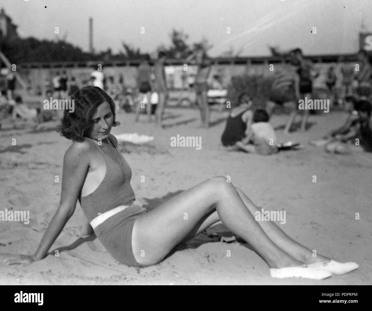 7 ritratto, costume da bagno, spiaggia, donna Fortepan 14281 Foto Stock