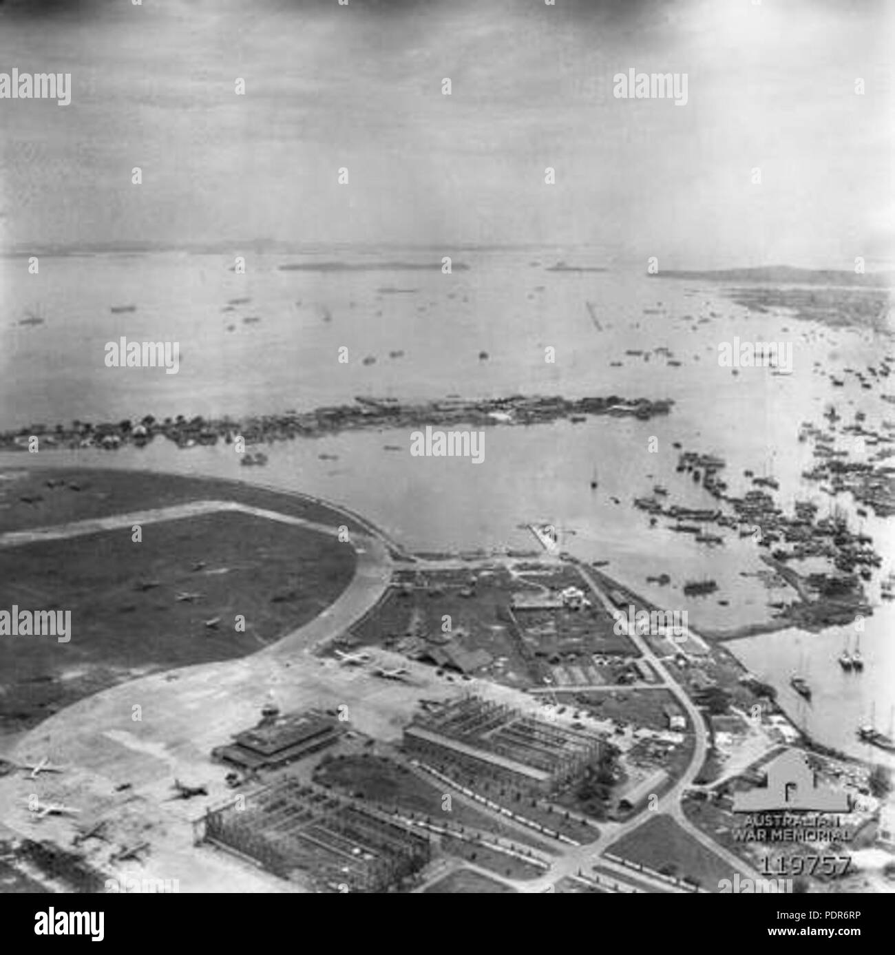 74 Aeroporto di Kallang foto aerea 1945 Foto Stock