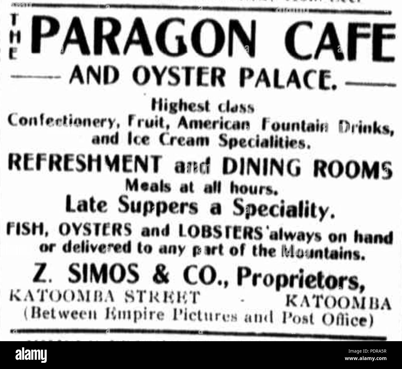 95 Paragon Cafe primo annuncio pubblicitario Foto Stock