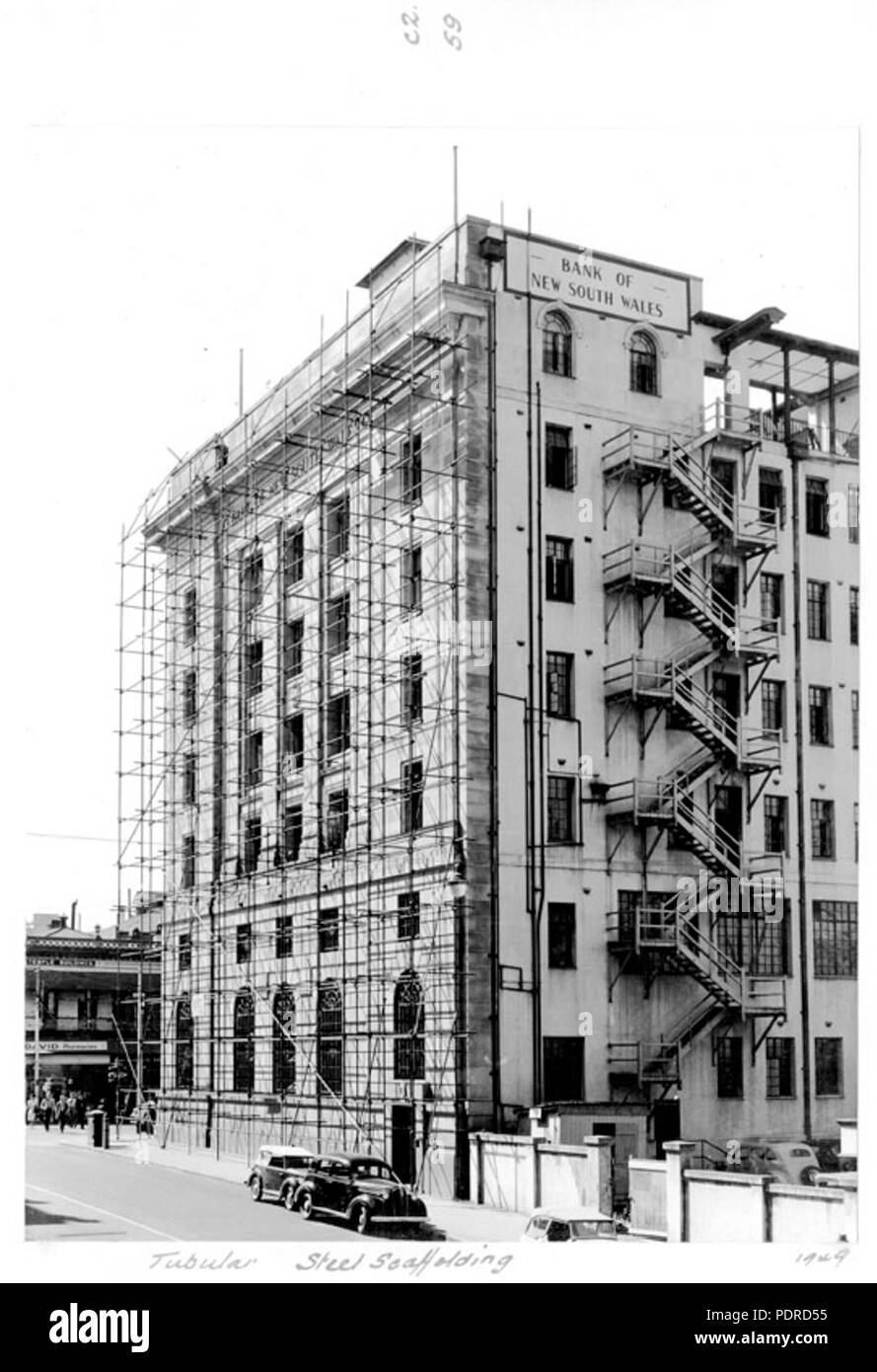 114 Queensland Archivi di Stato 4115 in acciaio tubolare ponteggio presso la Banca del New South Wales 1949 Foto Stock